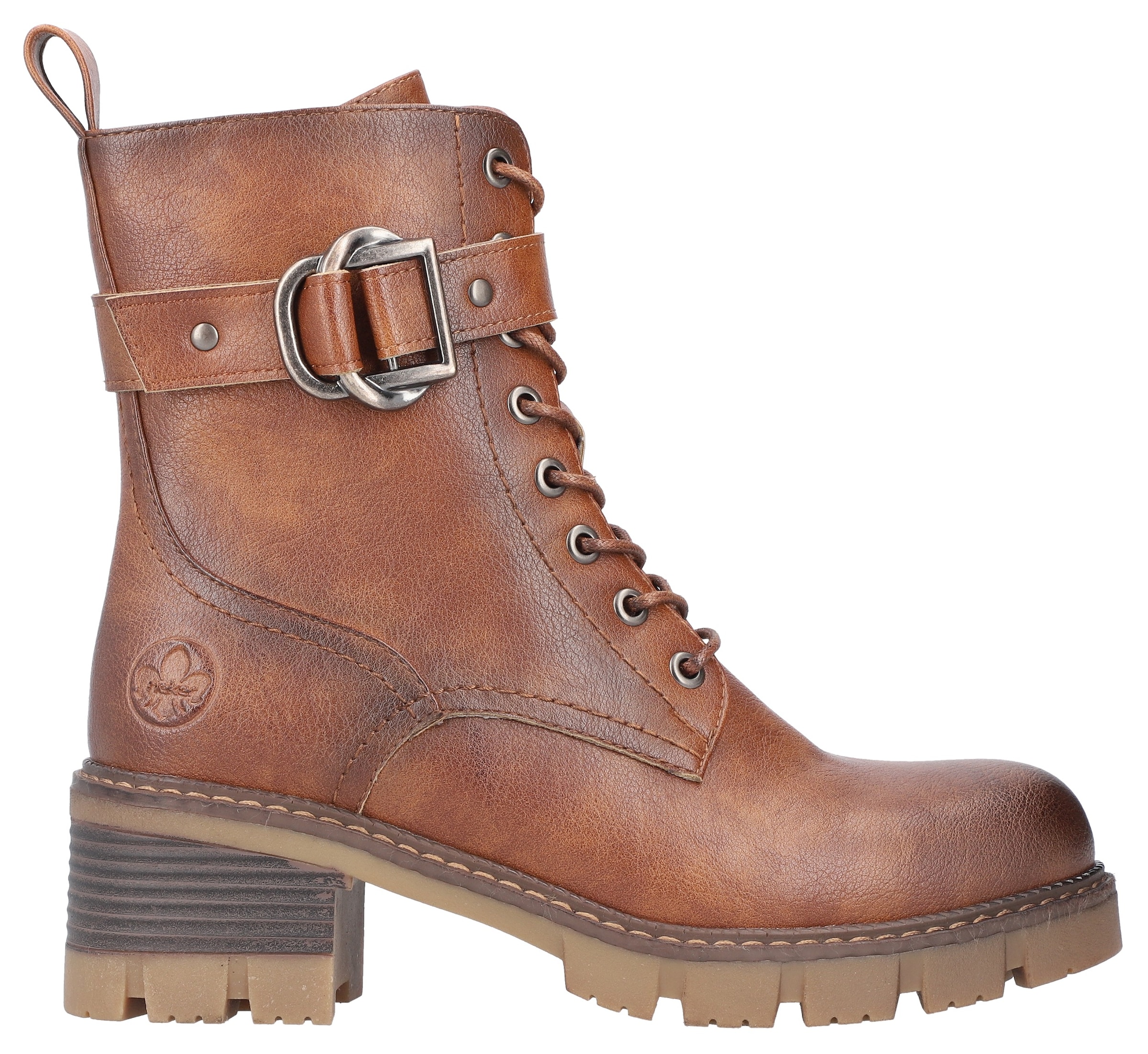 Rieker Schnürstiefelette, Schnürboots, Bikerboots, Blockabsatz, mit verstellbarer Schnalle