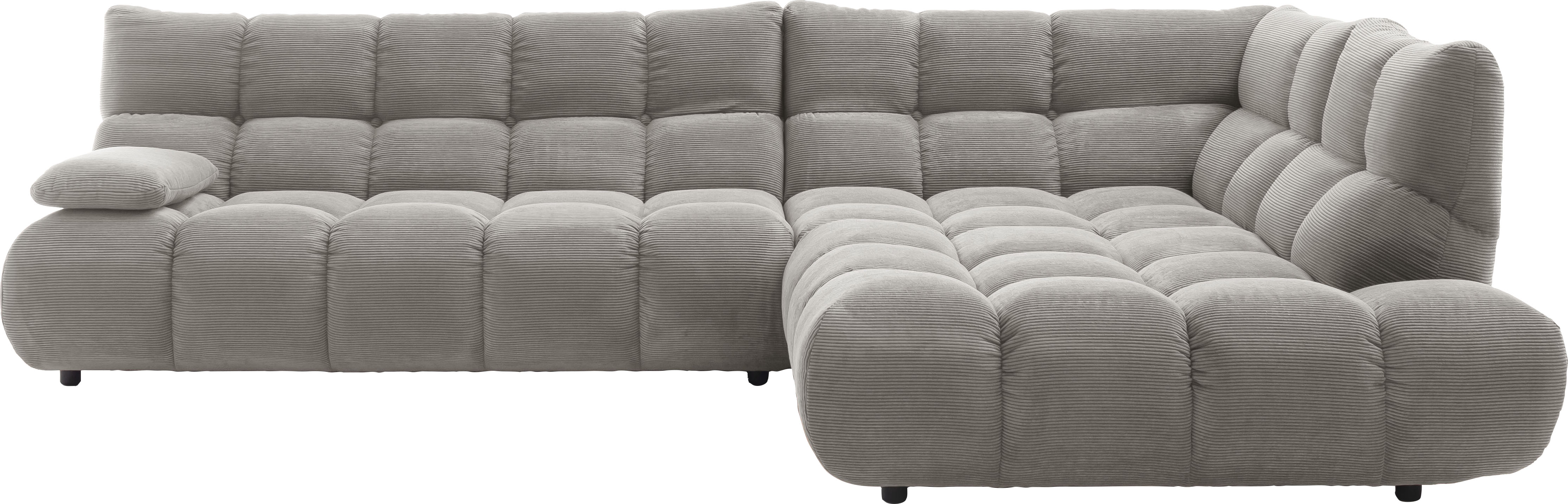 Home affaire Ecksofa "Cozy Bubble, mit klappbarer Armlehne, Breite 324 cm" mit eleganter Steppung, Rundumbezug & weicher Polsterung