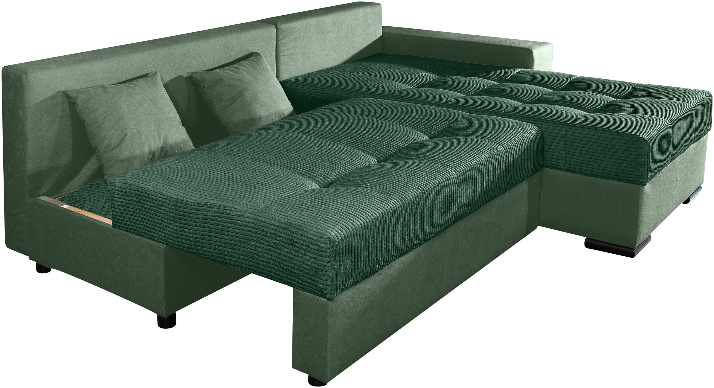 COLLECTION AB Ecksofa »Josy L-Form, B: 214 cm in Cord, Cord-Mix« Bettfunktion, Bettkasten & 2 Zierkissen, Federkern