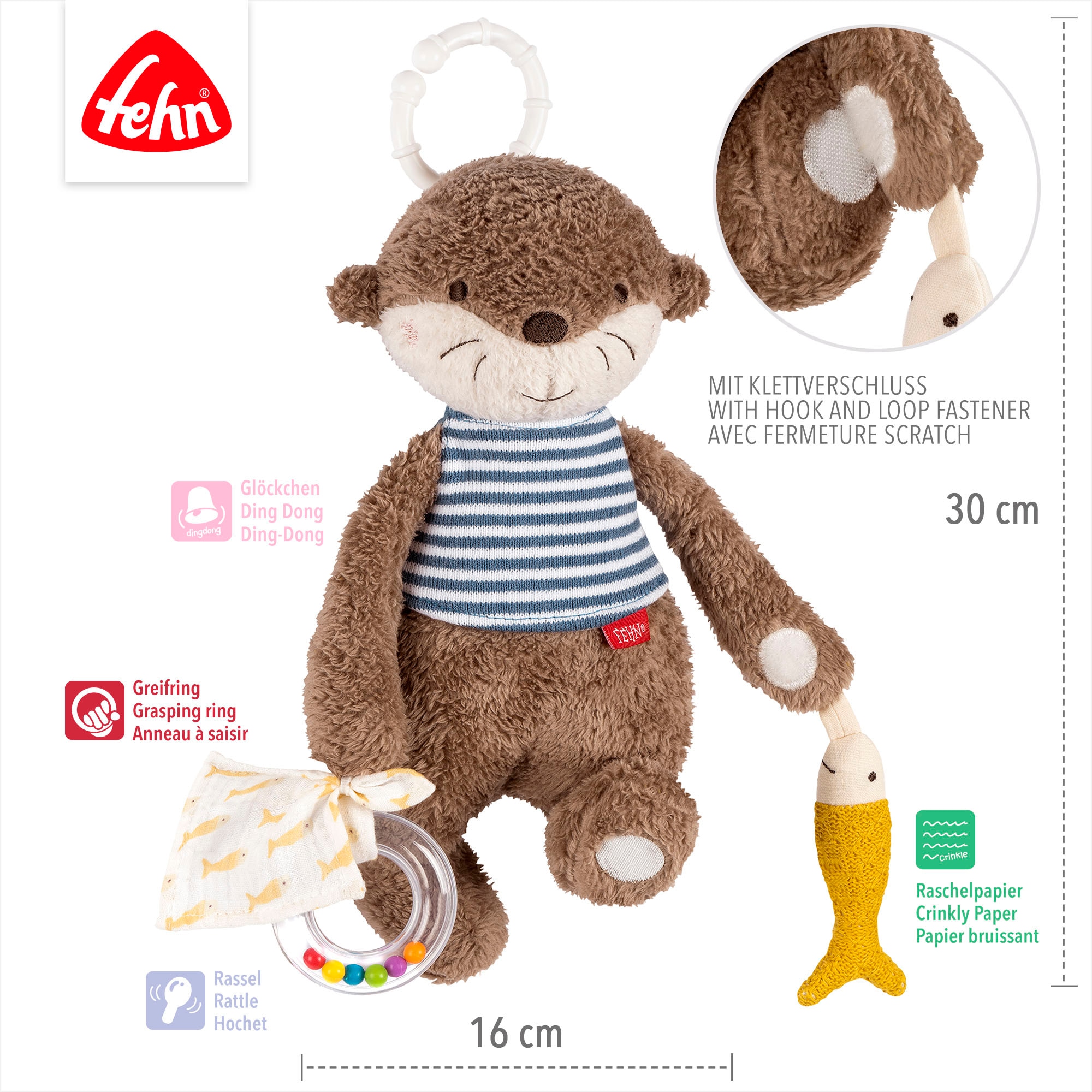 Fehn Greifspielzeug »Otter Theo, Activity-Otter«, zur Befestigung an Kinderwagen, Babyschale oder Bett