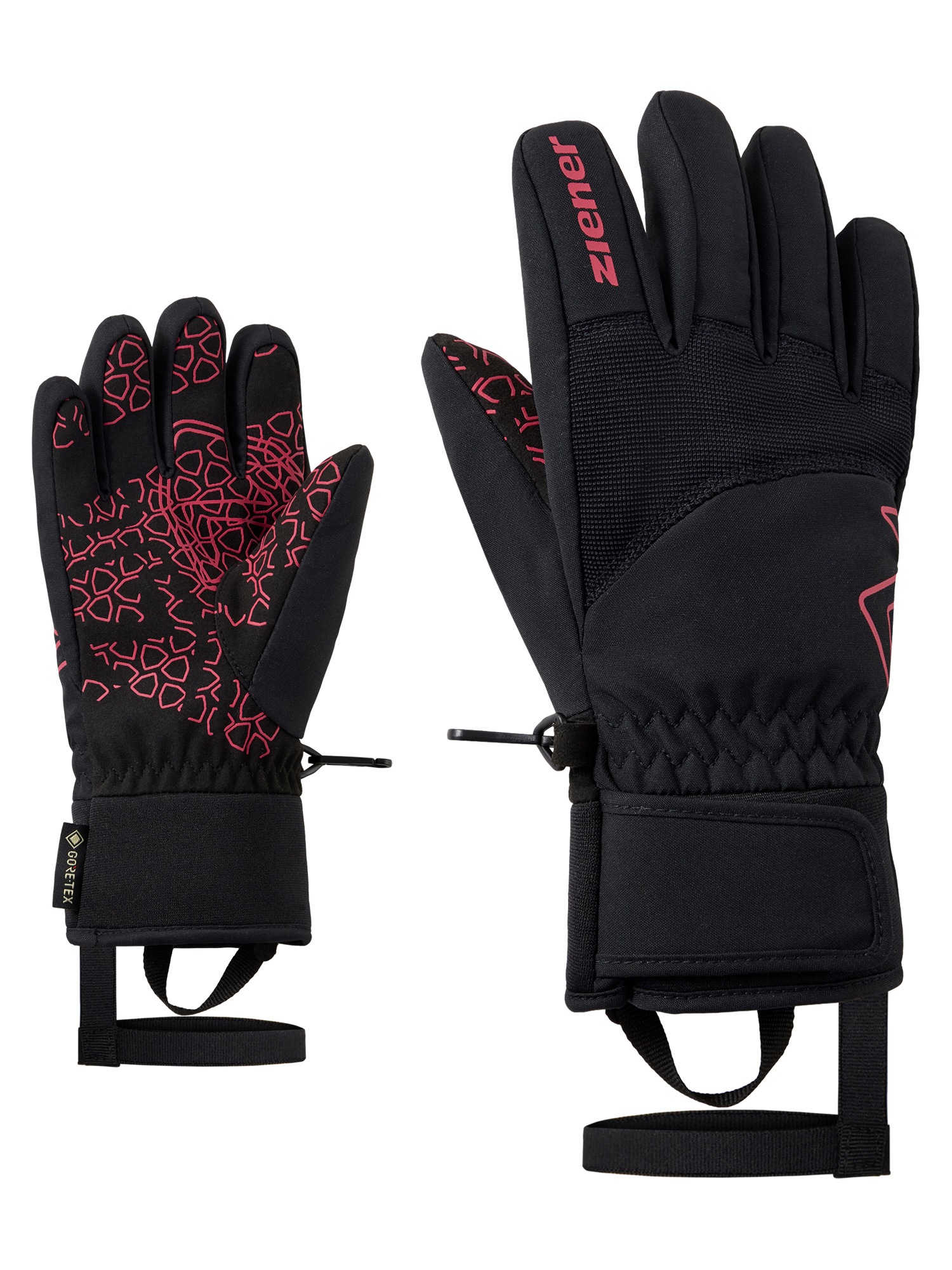 ZIENER Mädchen Skihandschuhe "LOTAR-Z GORE‐TEX PrimaLoft JUNIOR", schwarz, Gr. 4,5, Materialmix, Handschuhe, GORE-TEX, wasserdicht, winddicht,