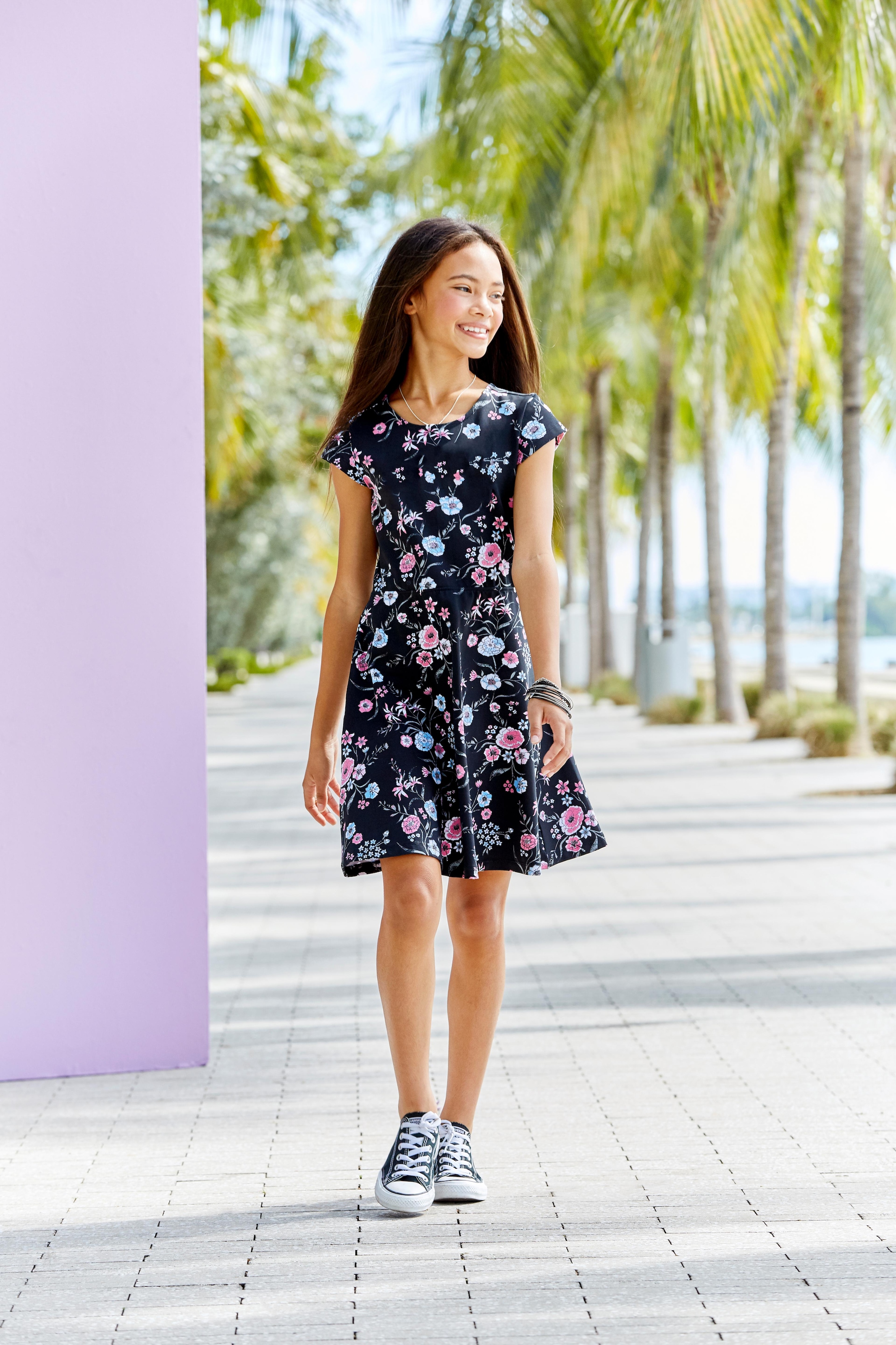 Skaterform kaufen KIDSWORLD geblümt, Jerseykleid, | online BAUR