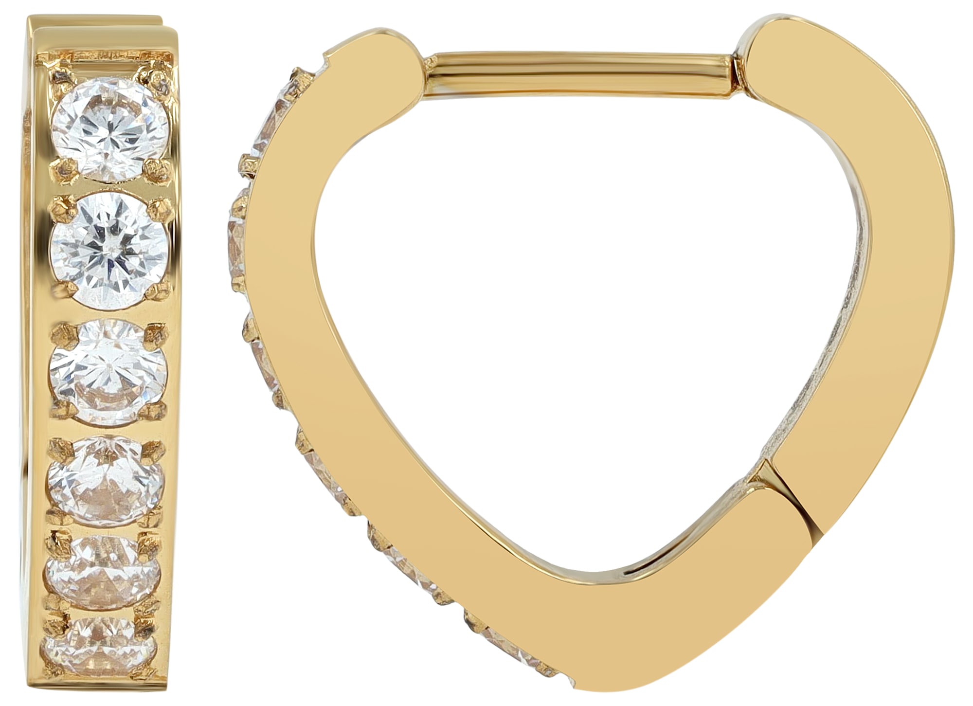 Adelia´s Klappcreolen »Ohrringe – Klappcreole Herz aus Edelstahl mit Strass Steinchen« Geschenkidee: zeitlos und vielseitig