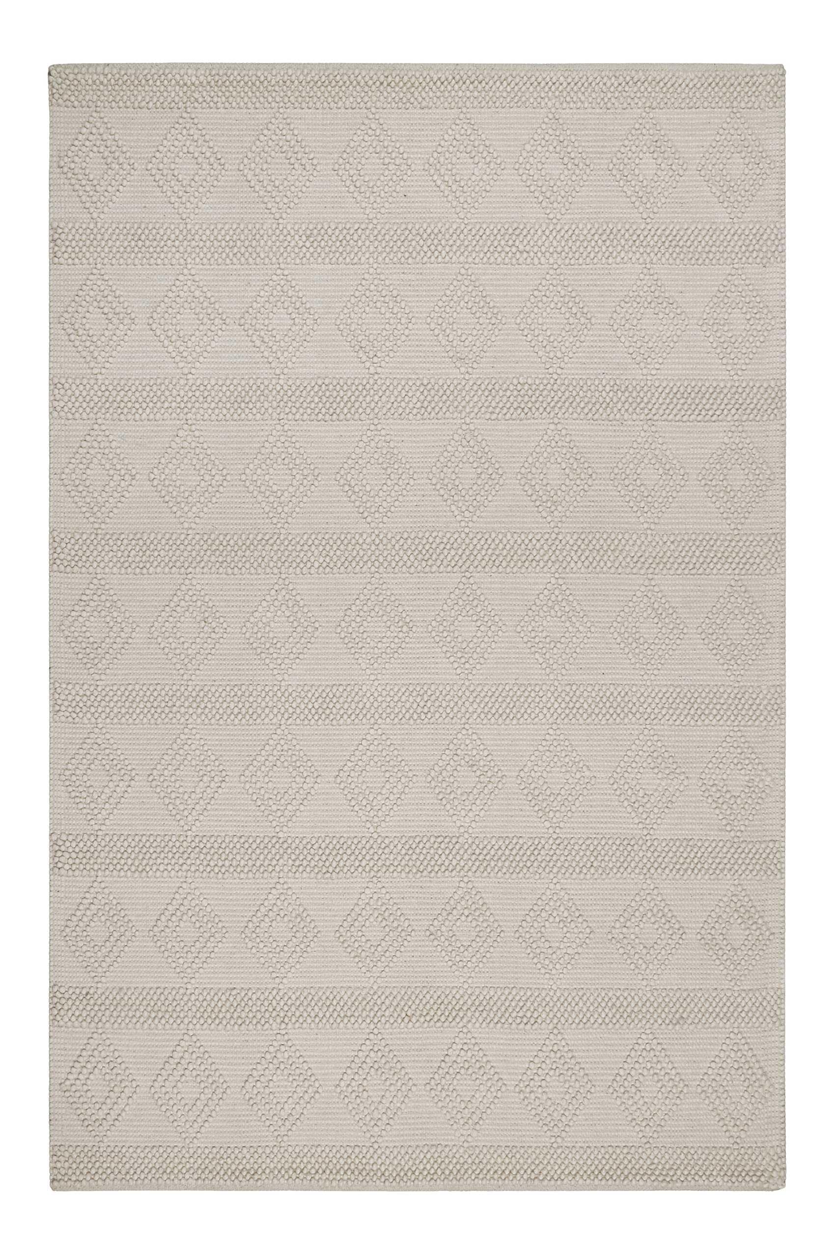 Teppich ESPRIT "Emmy", wollweiß, B:50cm H:8mm L:80cm, Schurwolle, Teppiche, Teppich, Wollteppich, handgewebt, kurzflor, natürlich, geometrisch