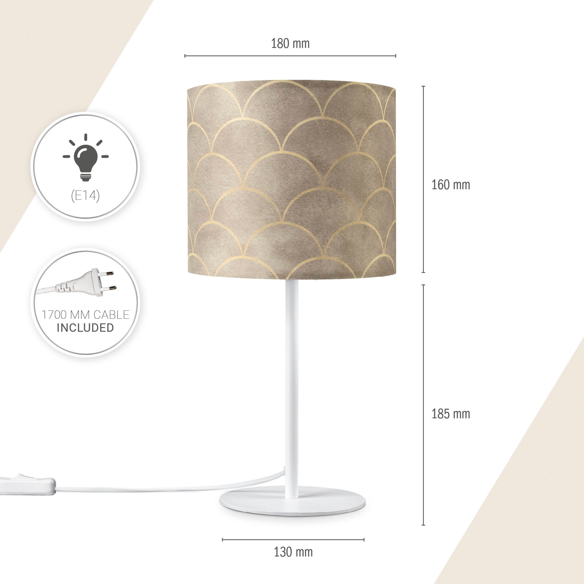 Paco Home Tischleuchte »Luca Pillar«, Leuchtmittel E14 | ohne Leuchtmittel, Schlafzimmer Nacht Mit Stoff Schirm Modern