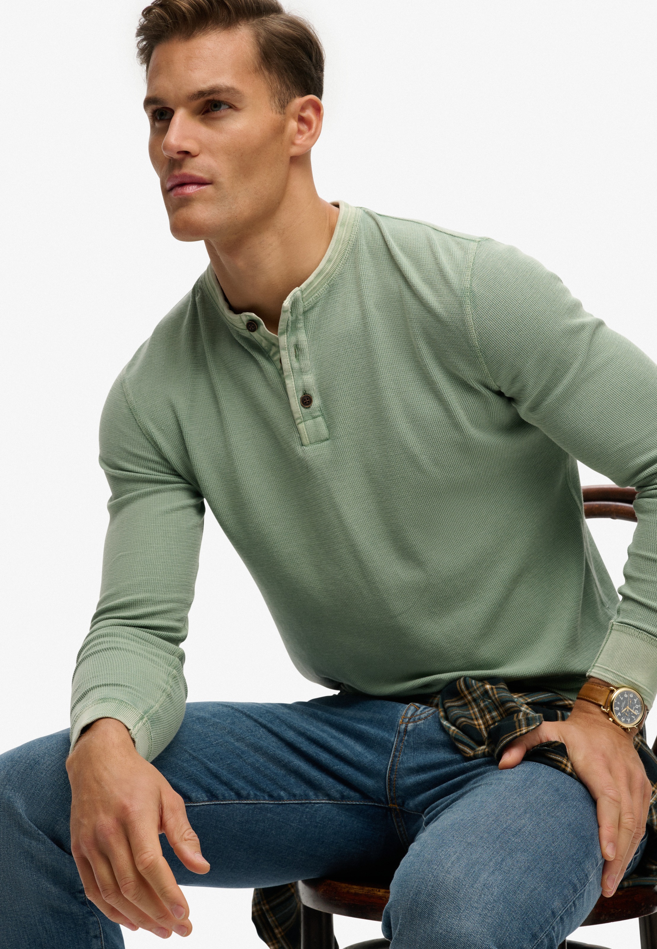 Superdry Langarmshirt "LW TEXTURED GRANDAD TOP" günstig online kaufen