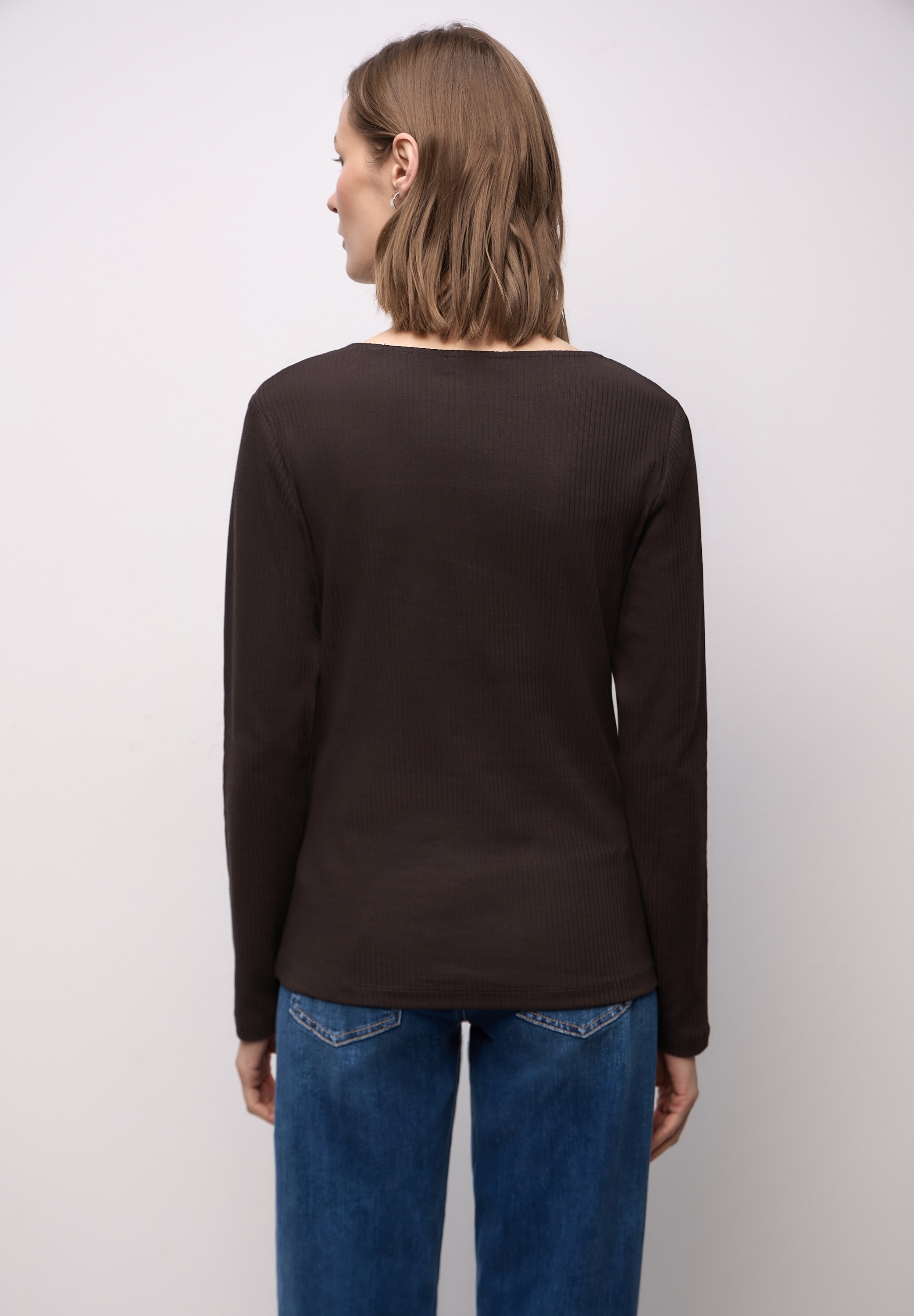 STREET ONE Langarmshirt aus Baumwolle mit Stretchante günstig online kaufen
