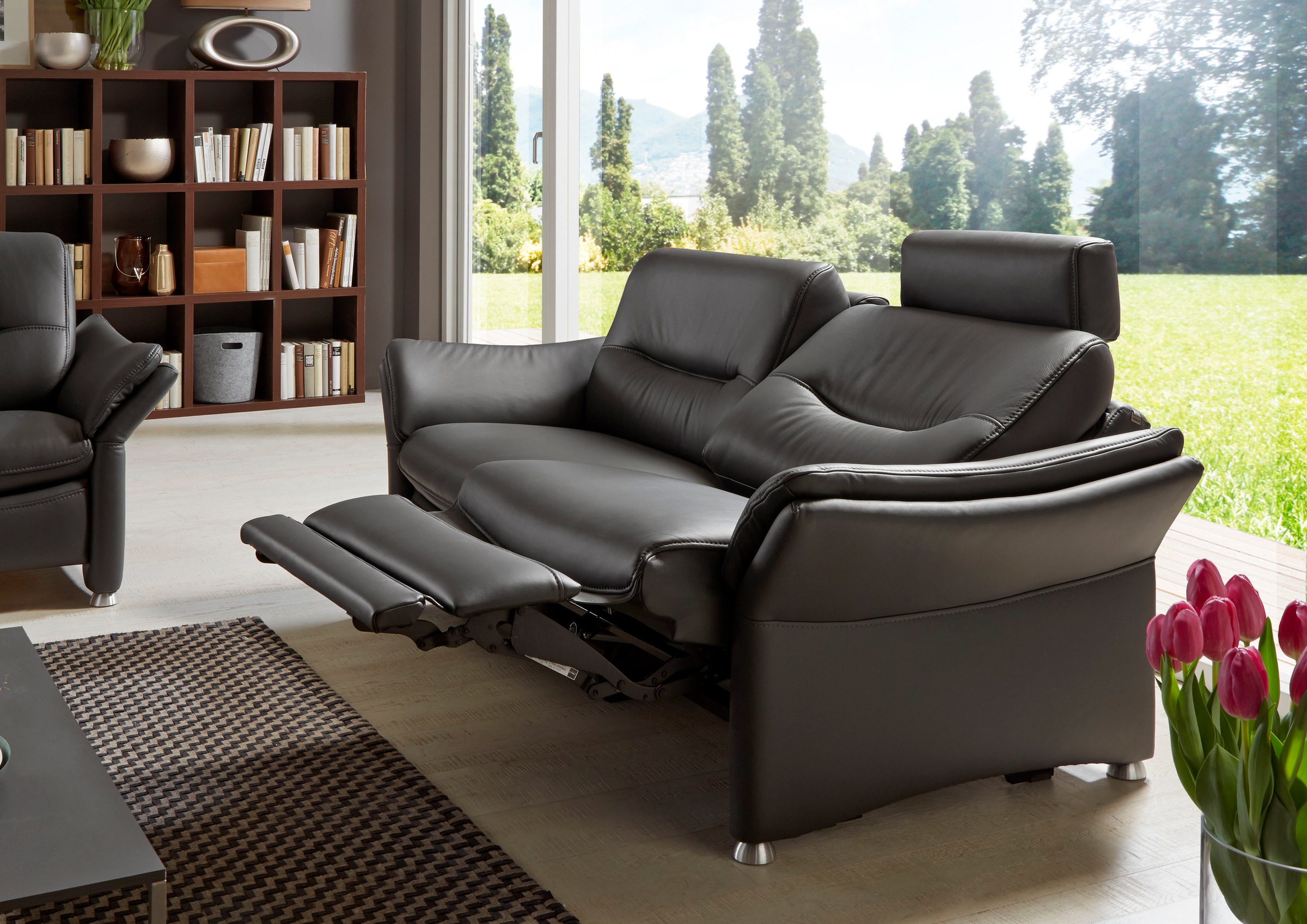 HUKLA 2,5-Sitzer »HU-SF15058 Ledersofa, Breite 194 cm«, aus Leder, optional Kopfstütze u. WallAway-Funktion