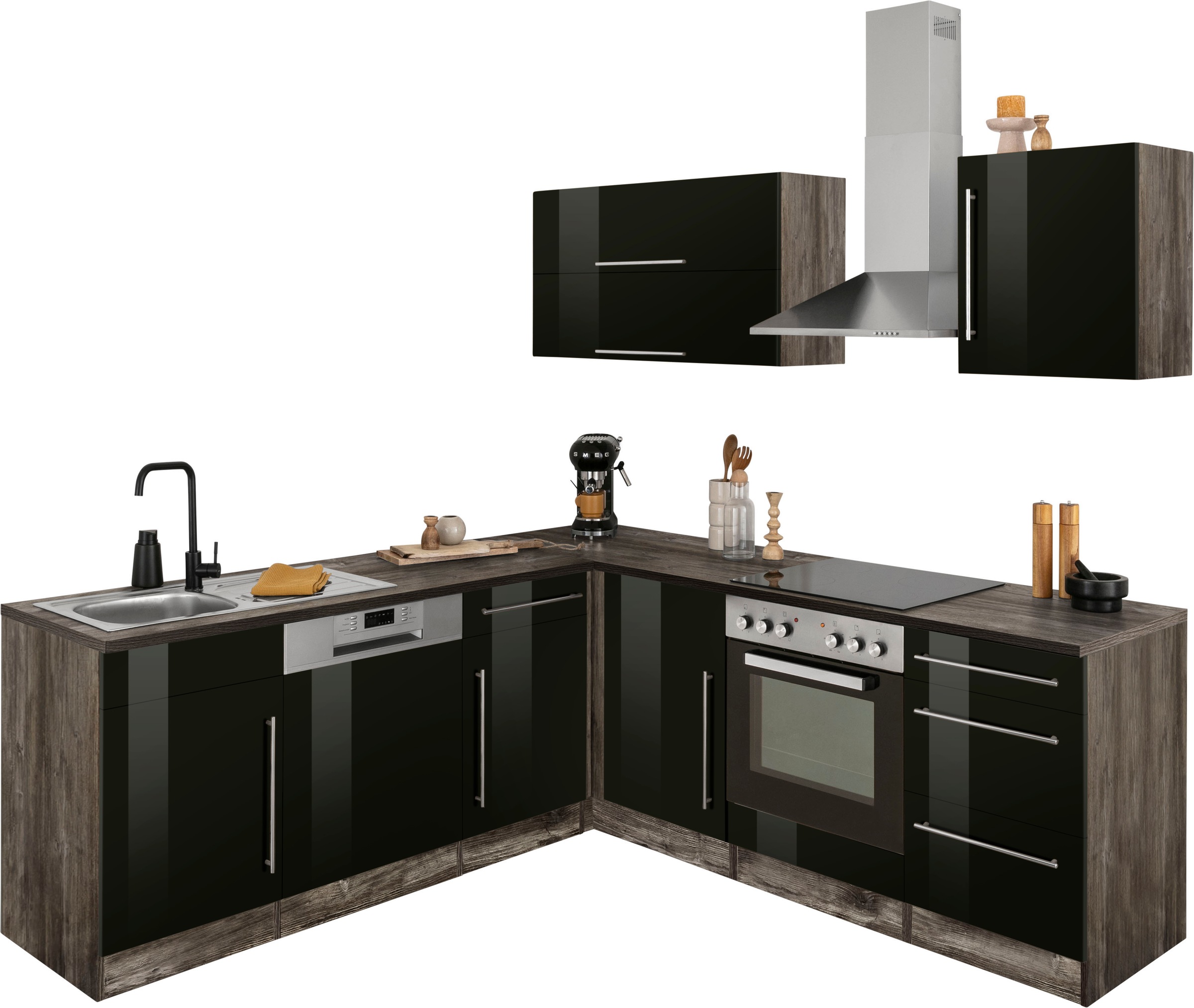 KOCHSTATION Winkelküche "KS-Samos" Stellbreite 220x220 cm, wahlweise mit E- günstig online kaufen