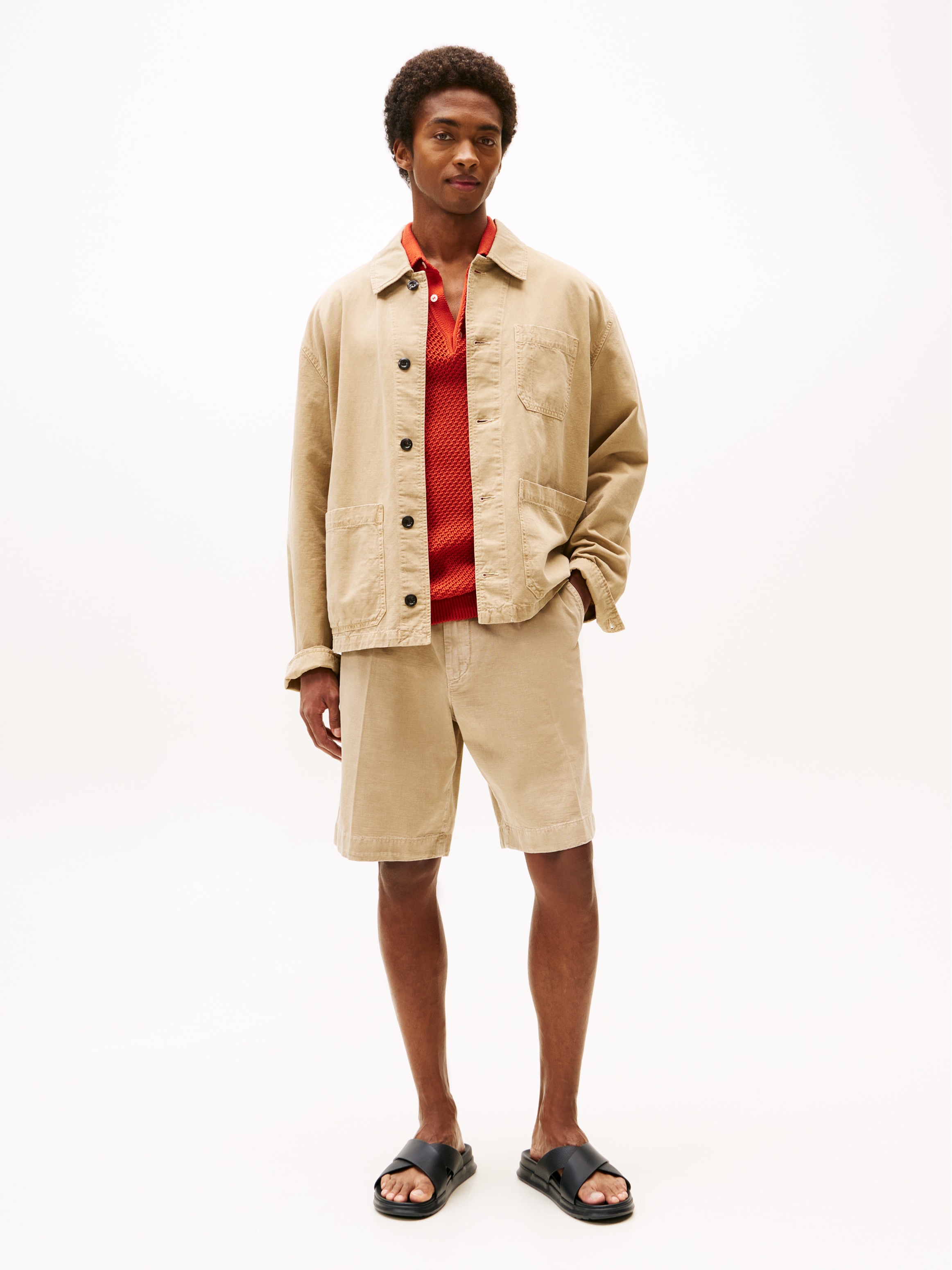 Tommy Hilfiger Pantolette »D DENSITY HILFIGER LTH CC SAND«, Sommerschuh, Schlupfschuh, Flats in schmaler Form