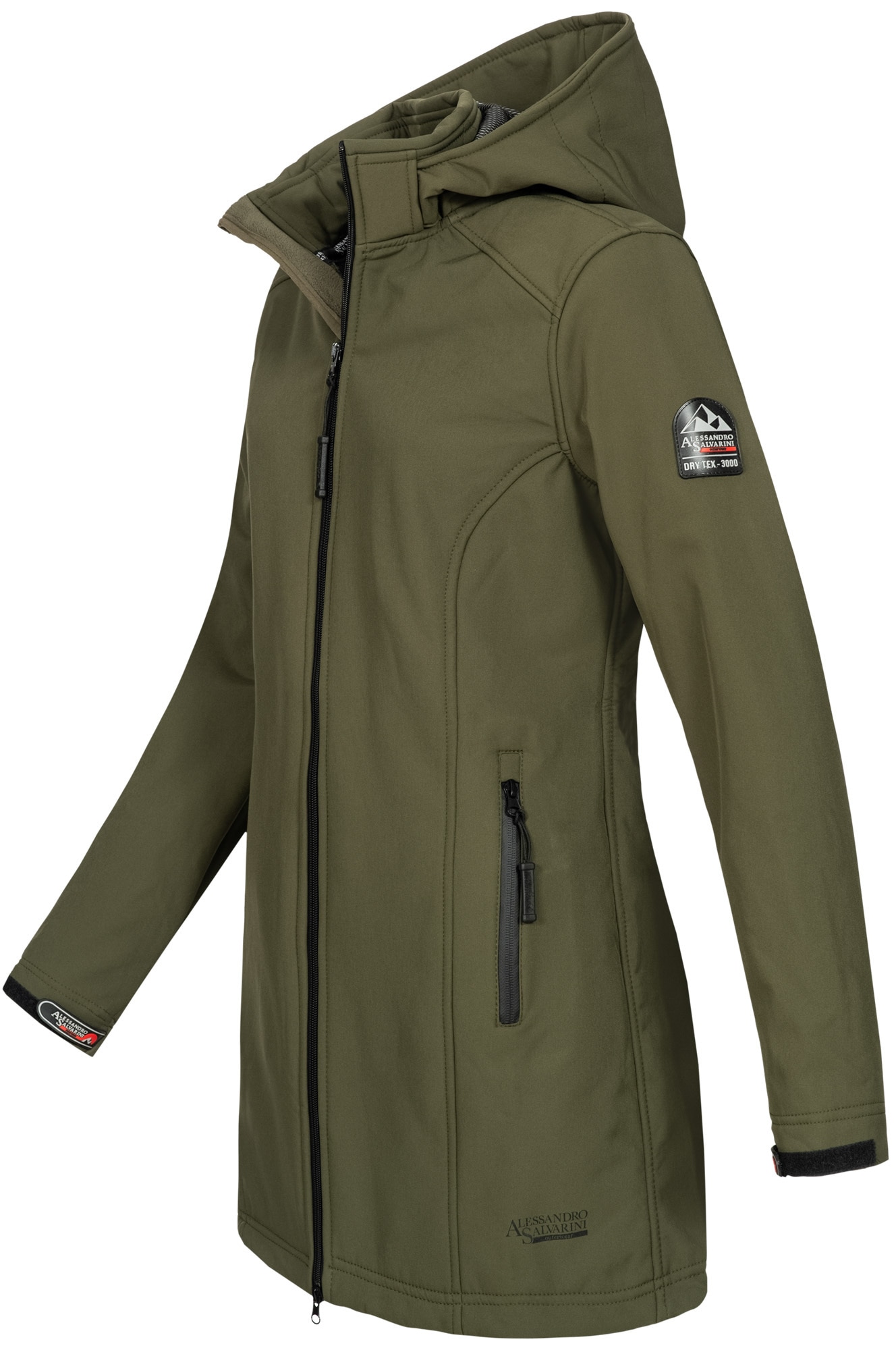Alessandro Salvarini Softshelljacke »Alessia«, lang mit abnehmbarer Kapuze
