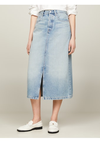 Jeansrock »DNM MIDI STRAIGHT SKIRT HW ASH«, Webrock mit Schlitz vorne