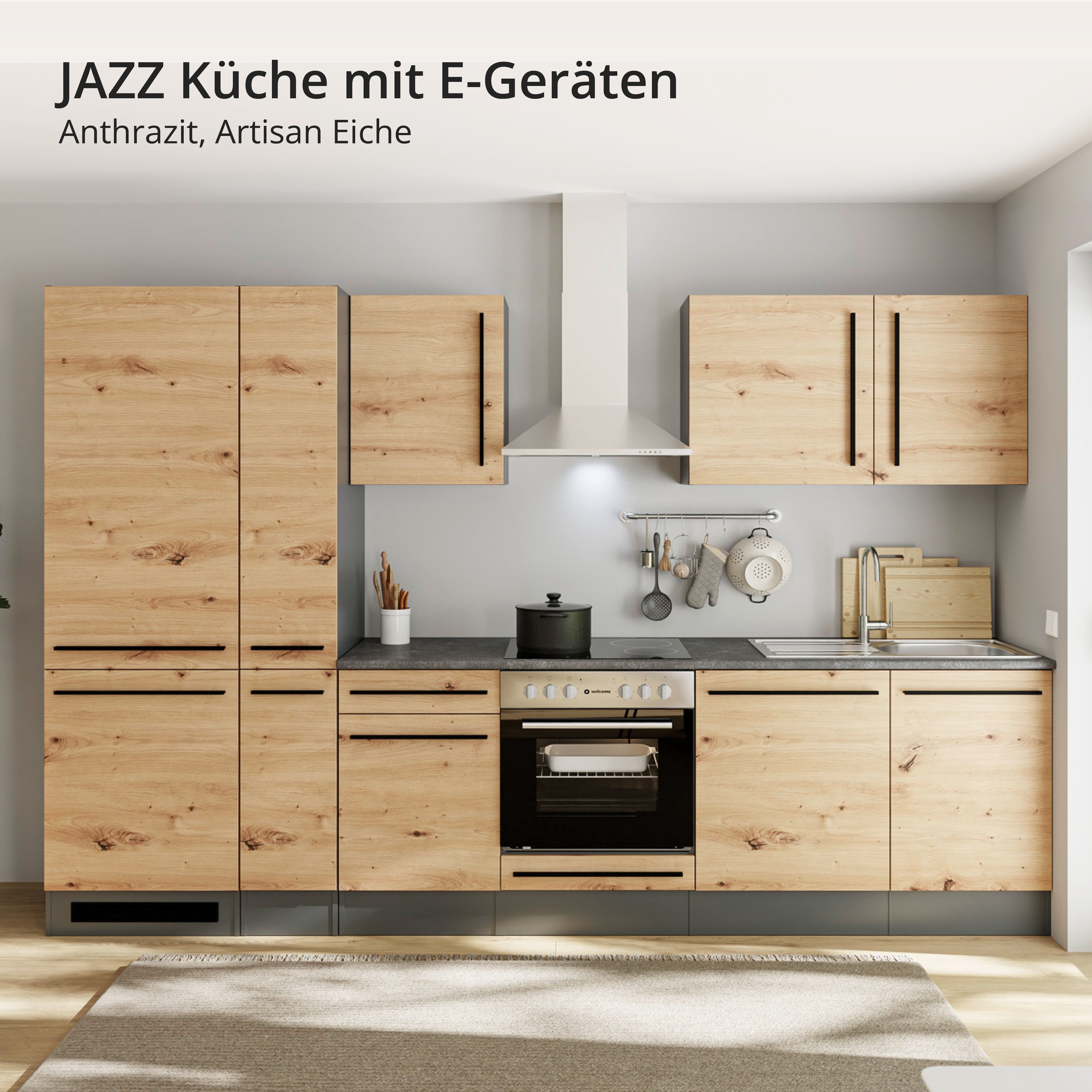 BASIC by Balculina Küchenzeile »Jazz« Breite 310 cm, wahlweise mit E-Geräten