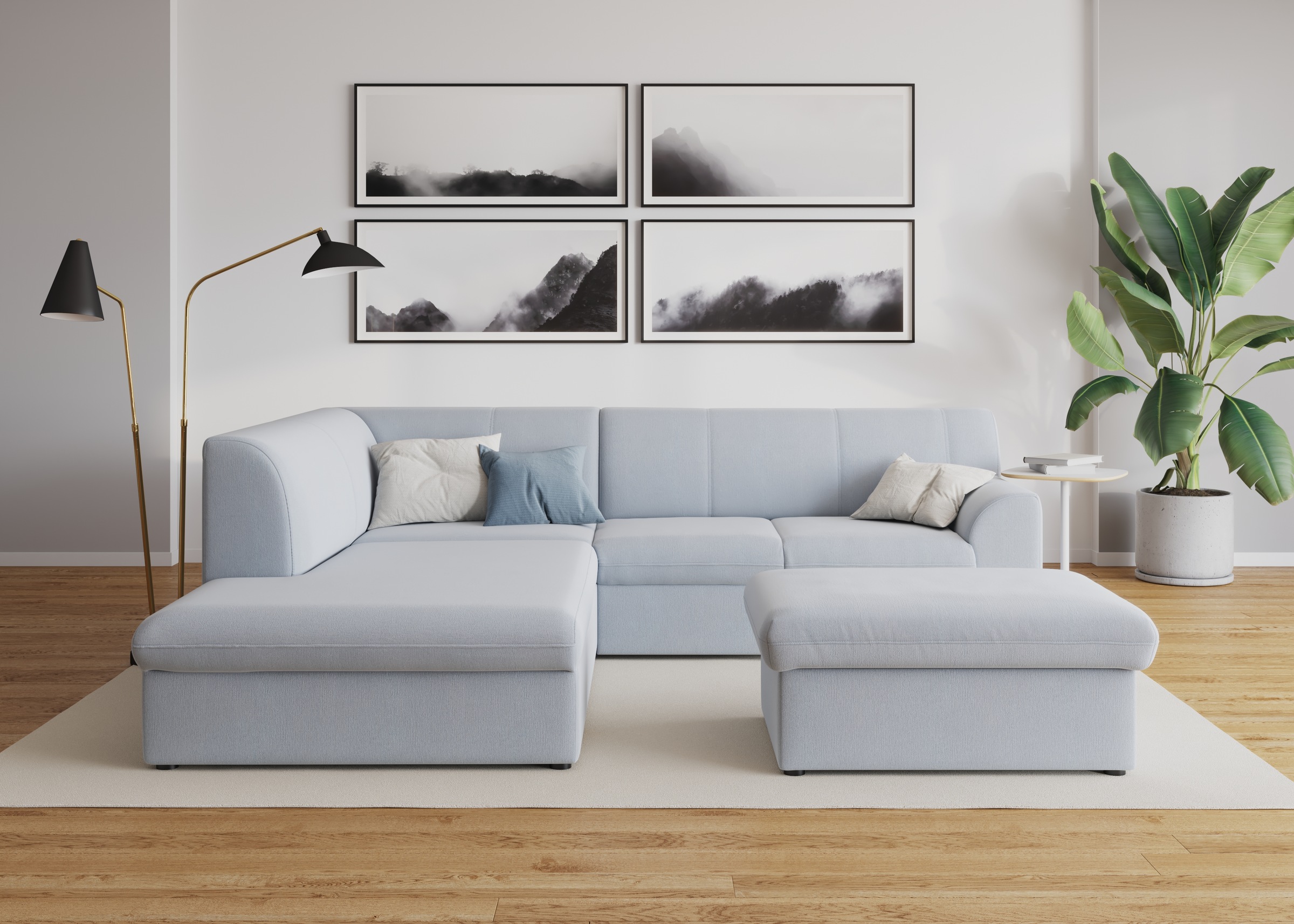 DOMO collection Ecksofa »Topper zeitlos elegant, kompakte Stellmaße, OTTOs Choice, L-Form«, mit Ottomane, wahlweise mit Schlaffunktion