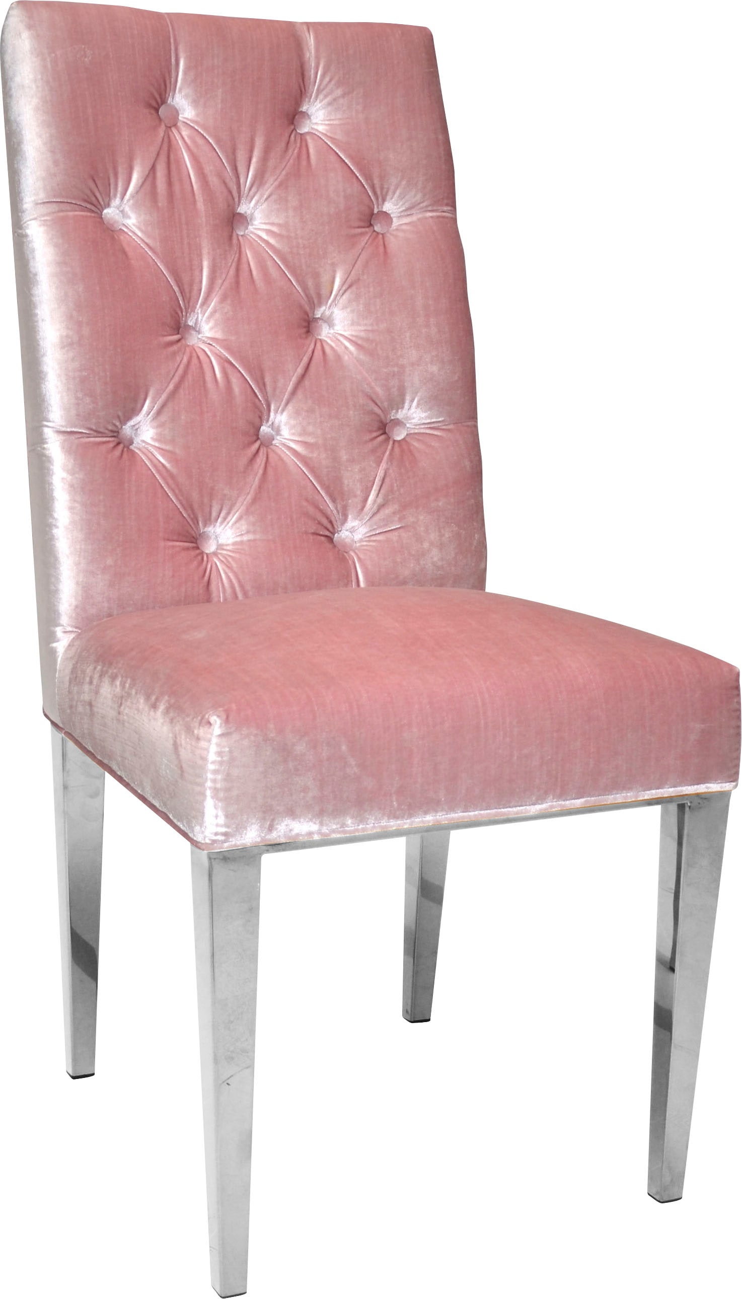BAUR Knopfheftung Stuhl am Polsterstuhl | (Set), silberfarbenen Samtvelours, Metallfüßen, Rücken »Pinky«, 1 und St., Leonique