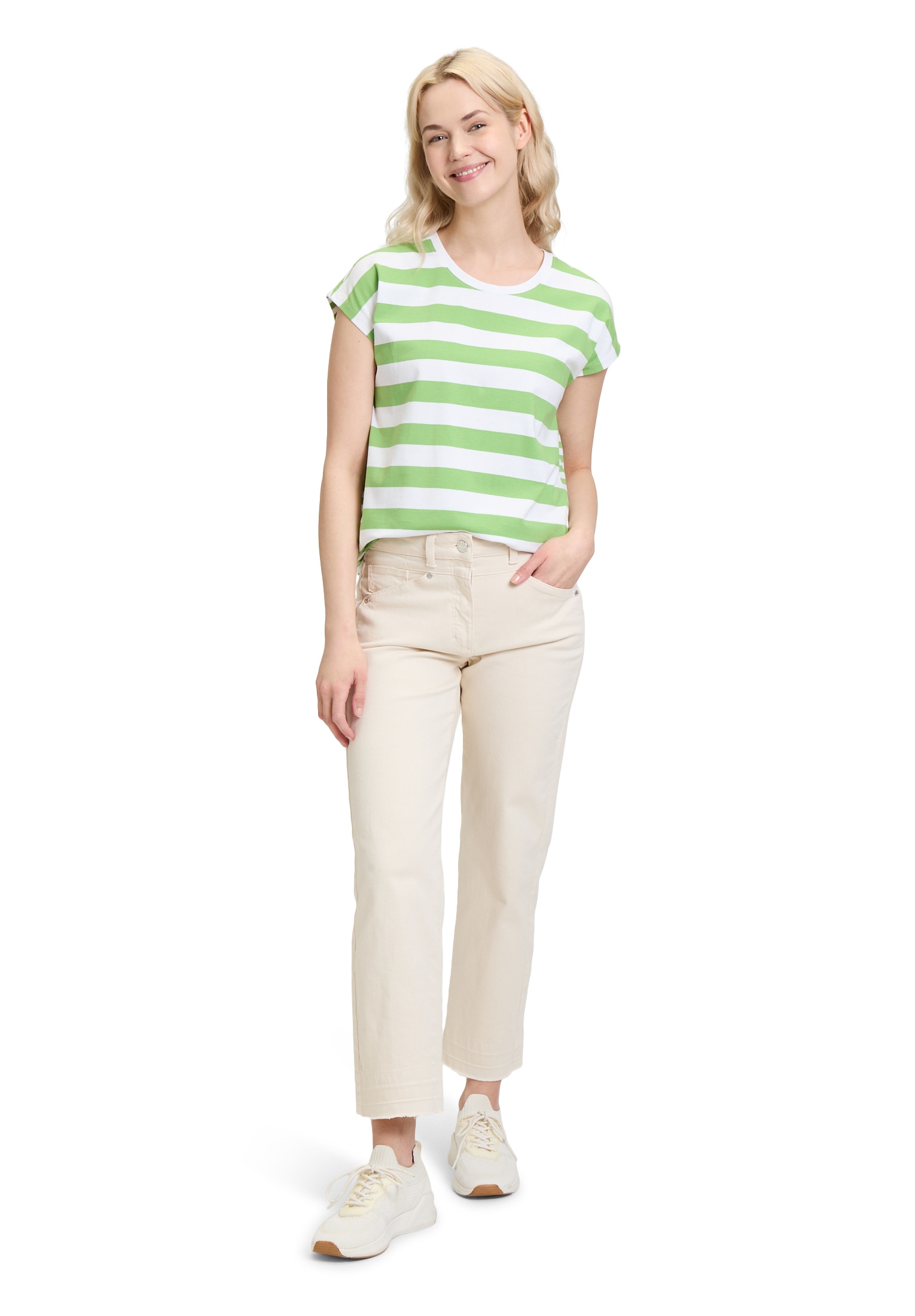 Betty Barclay Kurzarmshirt »Betty Barclay Basic Shirt mit Streifen«, (1 tlg.), Materialmix