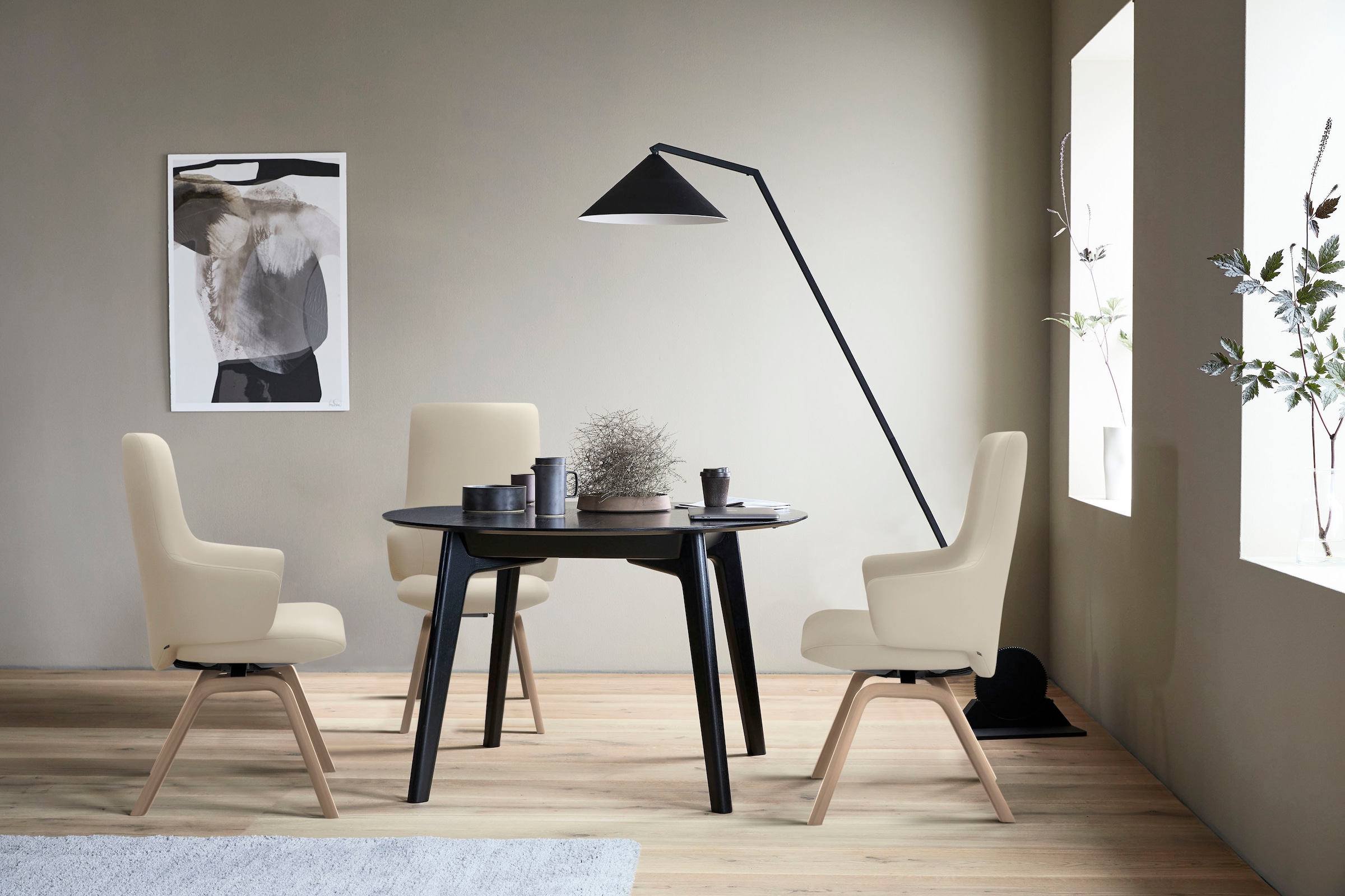 Stressless Polsterstuhl "Laurel" () High Back mit Armlehne, Größe L, schräggestellte Beine in Walnuss