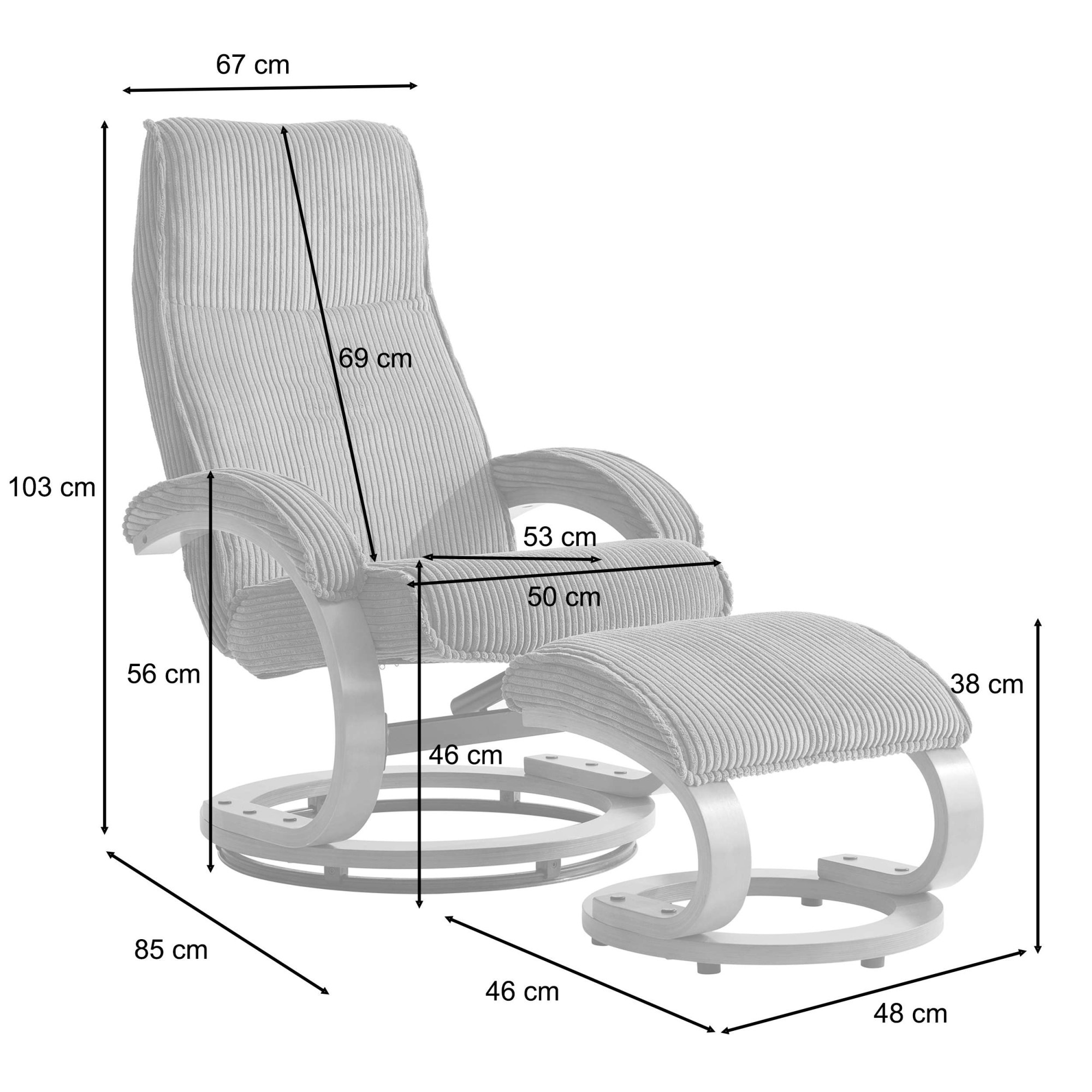 Home affaire Relaxsessel »Paris, mit Hocker - OTTO. Verlässliche Qualität.« bestehend aus Sessel und Hocker,  manuelle Relaxfunktion mit Drehfunktion, neu: Cord-Bezug