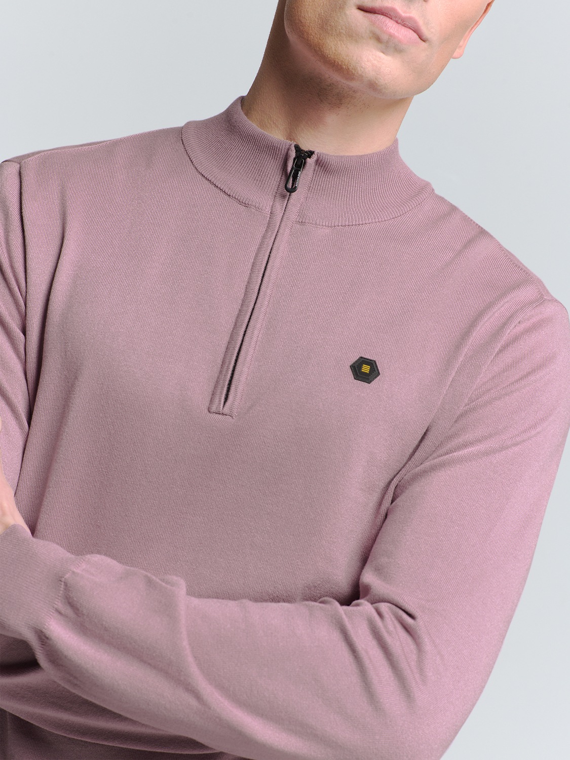 NO EXCESS Rundhalspullover »No Excess Sweatshirt mit halbem Reißverschluss«