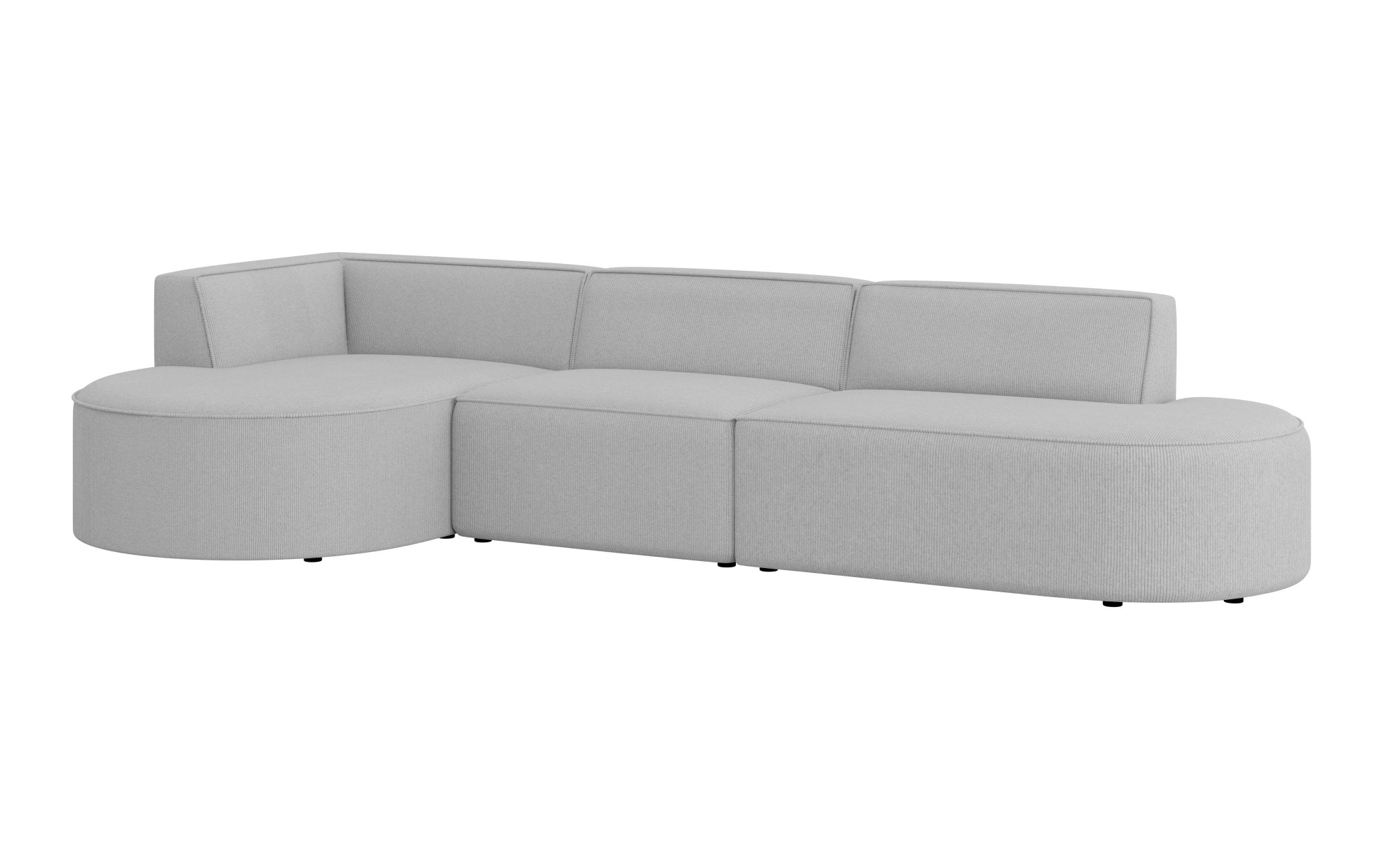 andas Ecksofa »EIVIND Designer Sofa mit Ottomane rechts/links, B/T/H: 343/159/72 cm«, L-Form mit Wellenunterfederung, auch in Feincord und Bouclé
