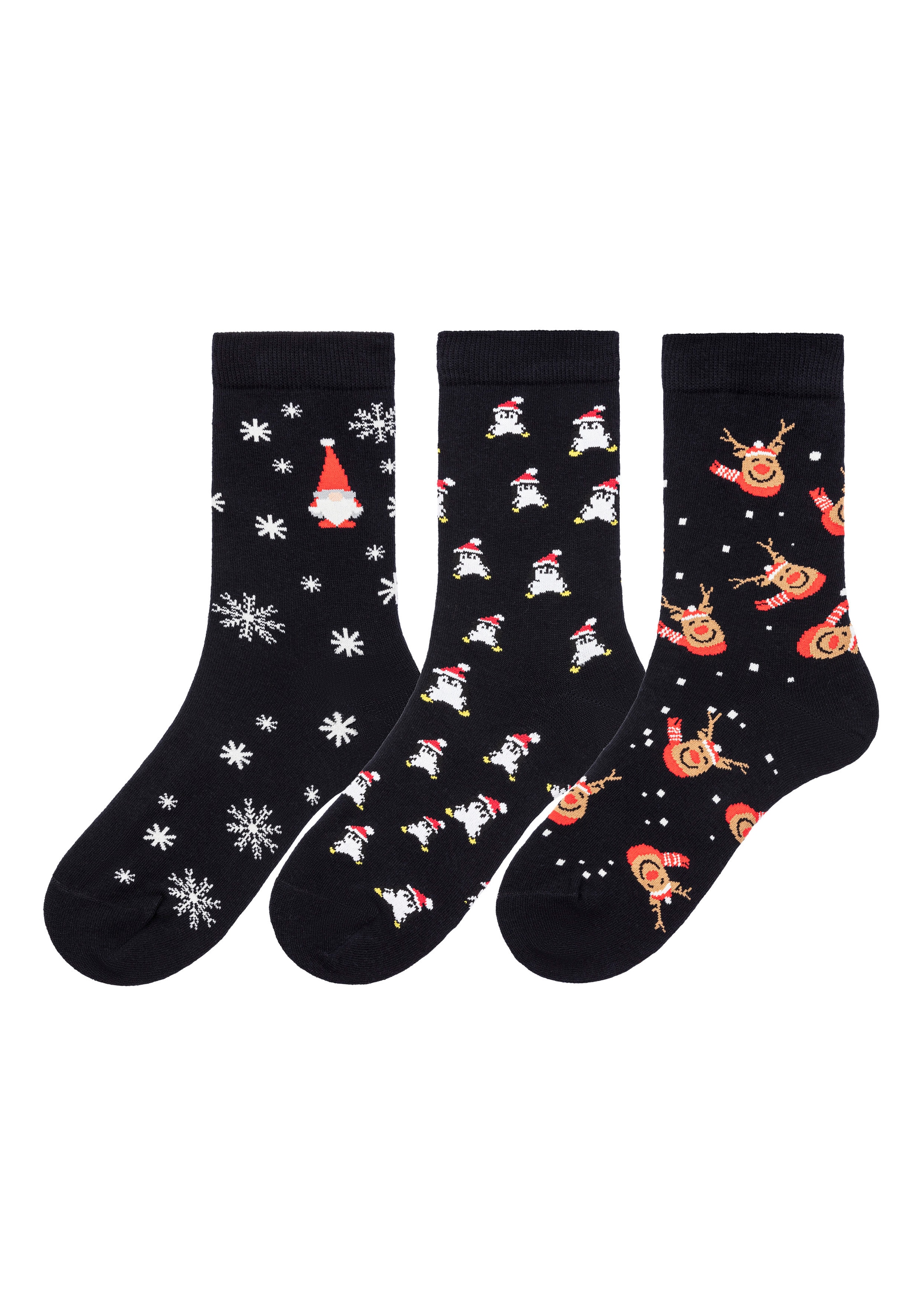 H.I.S Basicsocken, (Packung, 3 Paar), mit weihnachtlichen Motiven