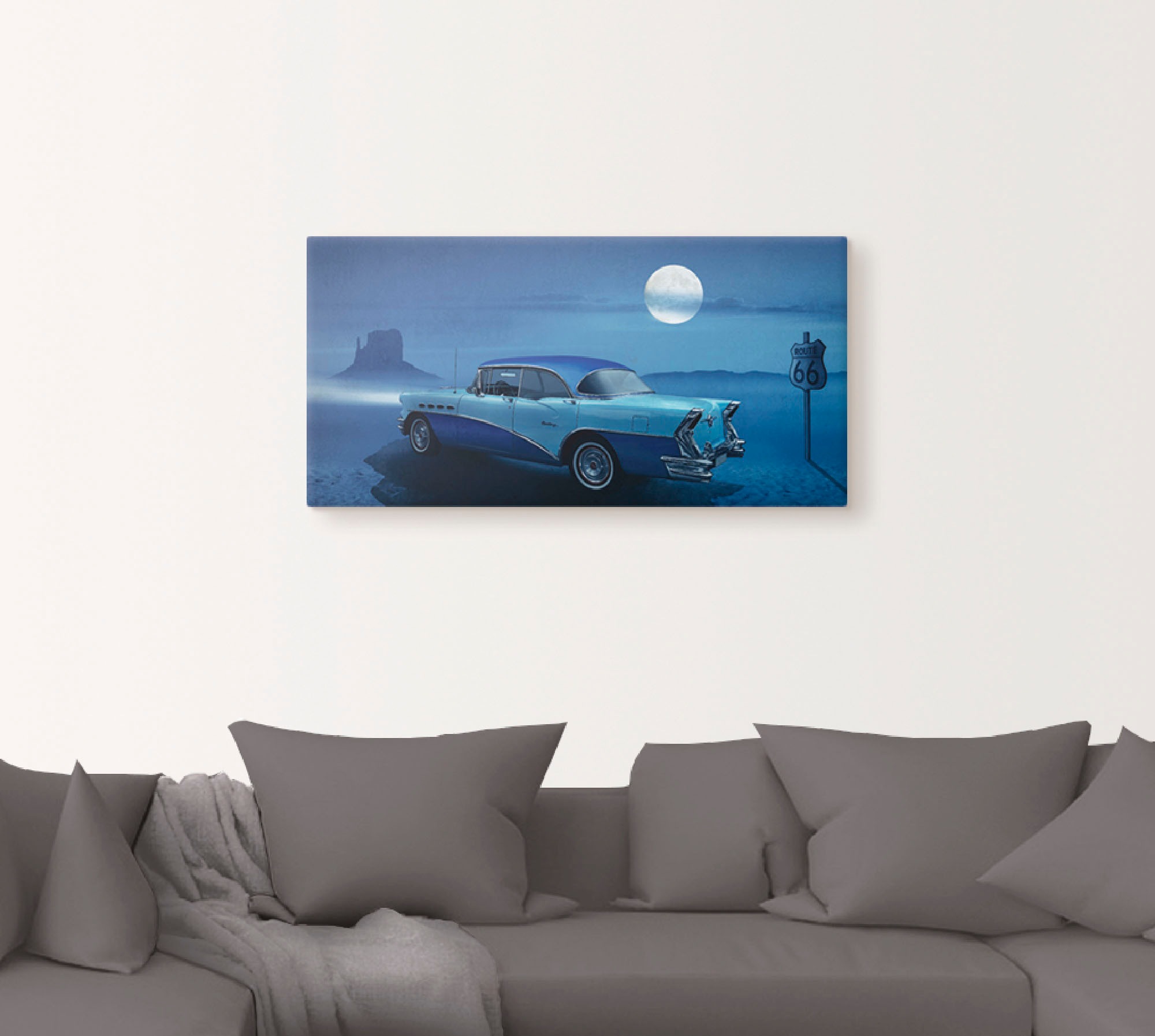 Artland Wandbild »Blaue Nacht auf der Route 66«, Auto, (1 St.), als Leinwandbild, Poster in verschied. Größen