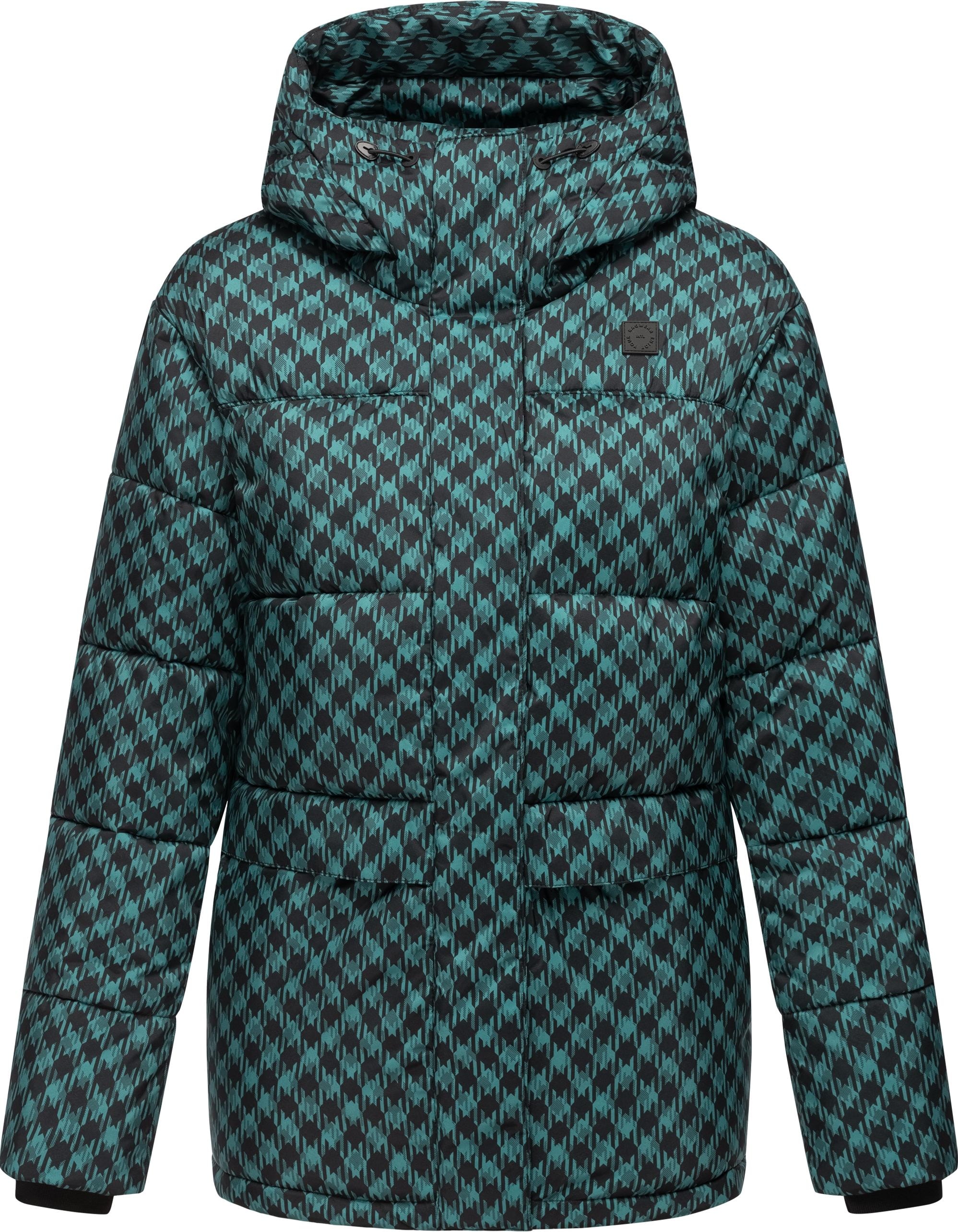 Ragwear Steppjacke "Wikesh Print", mit Kapuze, Damen Winterjacke mit angesagtem Hahnentritt-Muster