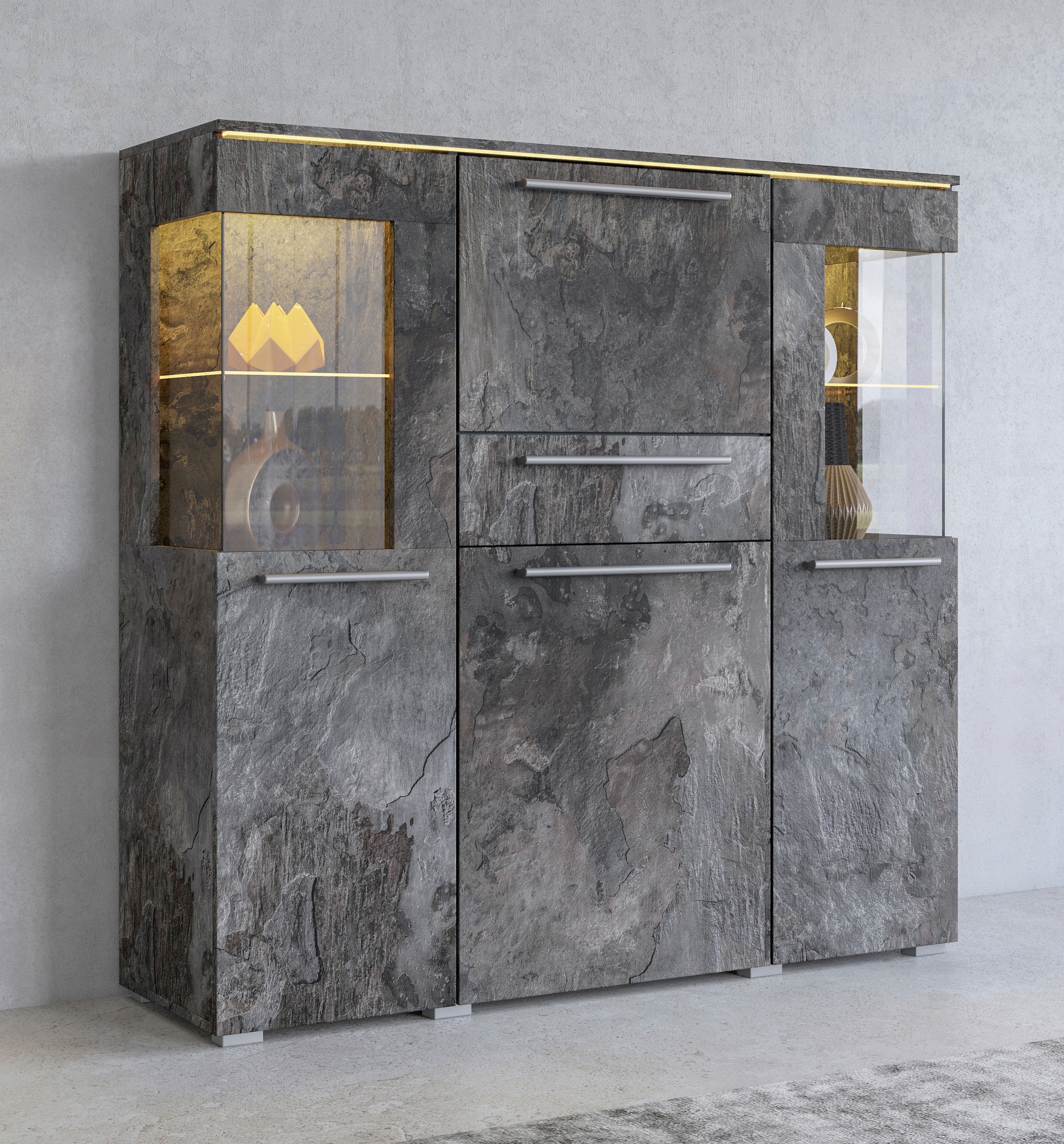 OTTO home Highboard "India,Breite 130cm, stilvolle Hochkommode 3Türen, Klap günstig online kaufen