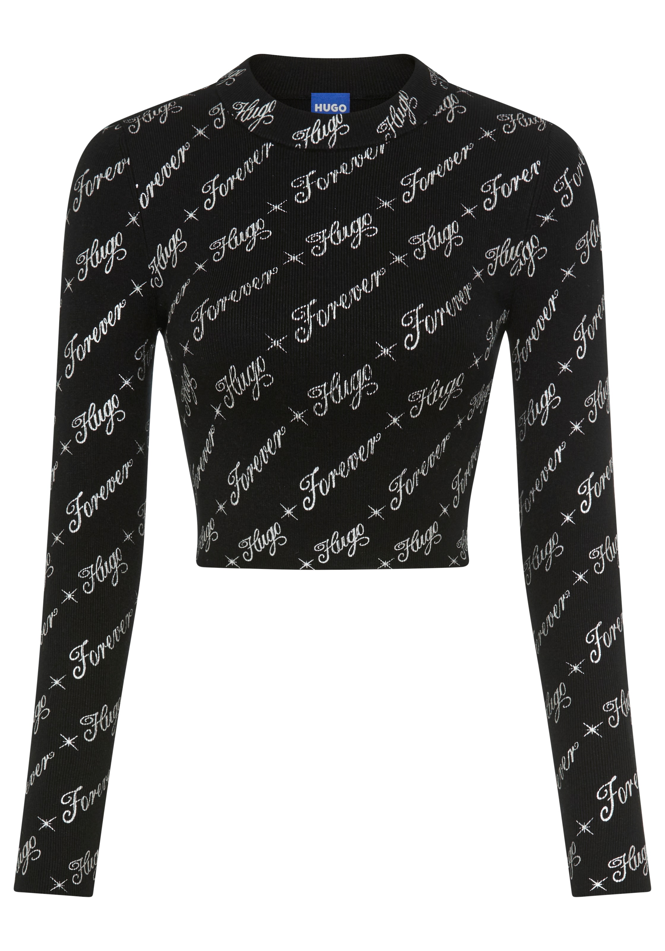HUGO Blue Langarmshirt "Soiler", mit All-Over-Print, cropped günstig online kaufen