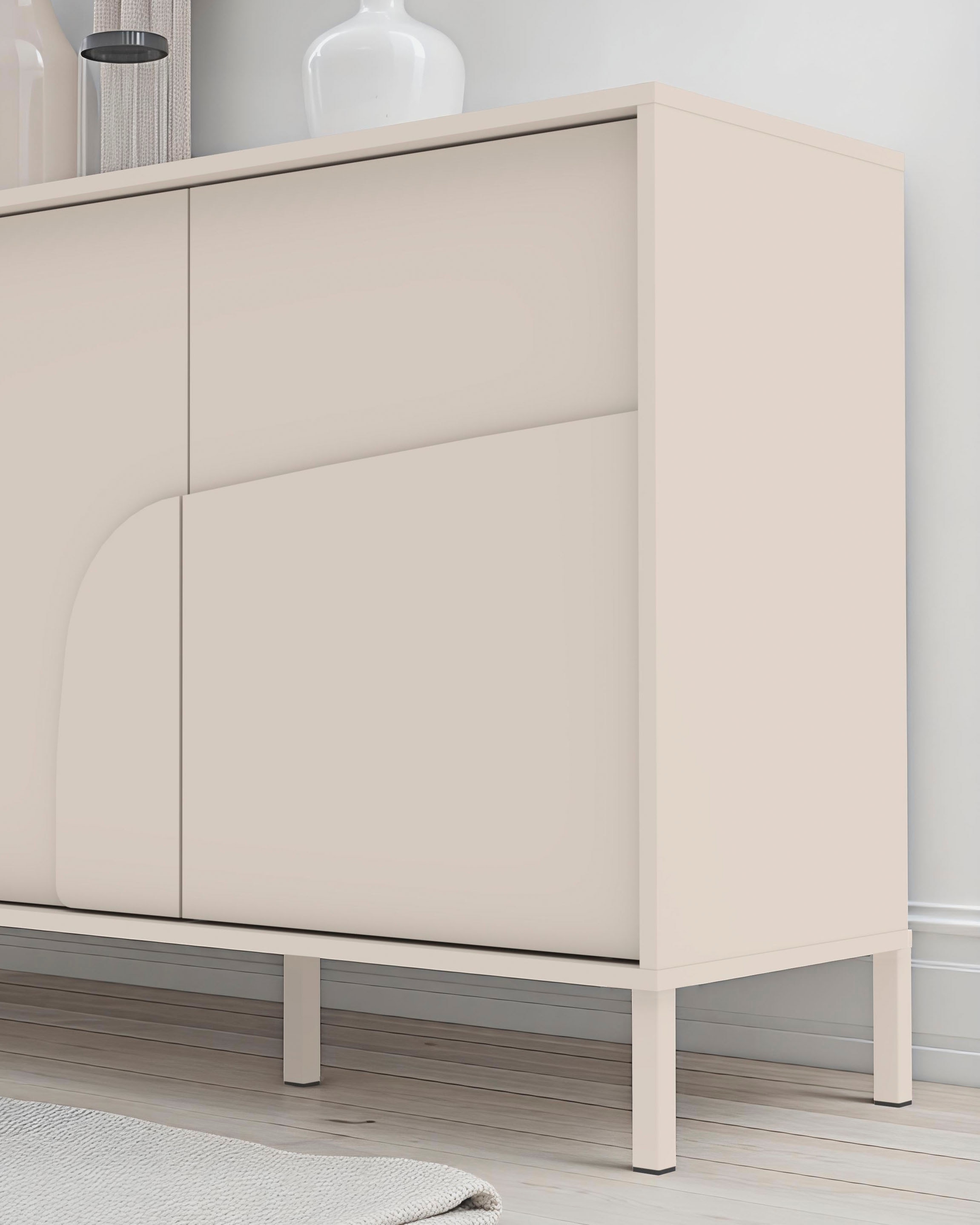 INOSIGN Sideboard »Stone, 155 cm breit, 3 Türen, Anrichte, Kommode, Stauraumschrank« 3D-Design, Push-to-open, Innenraum großzügig, Füße 14/2 cm wählbar