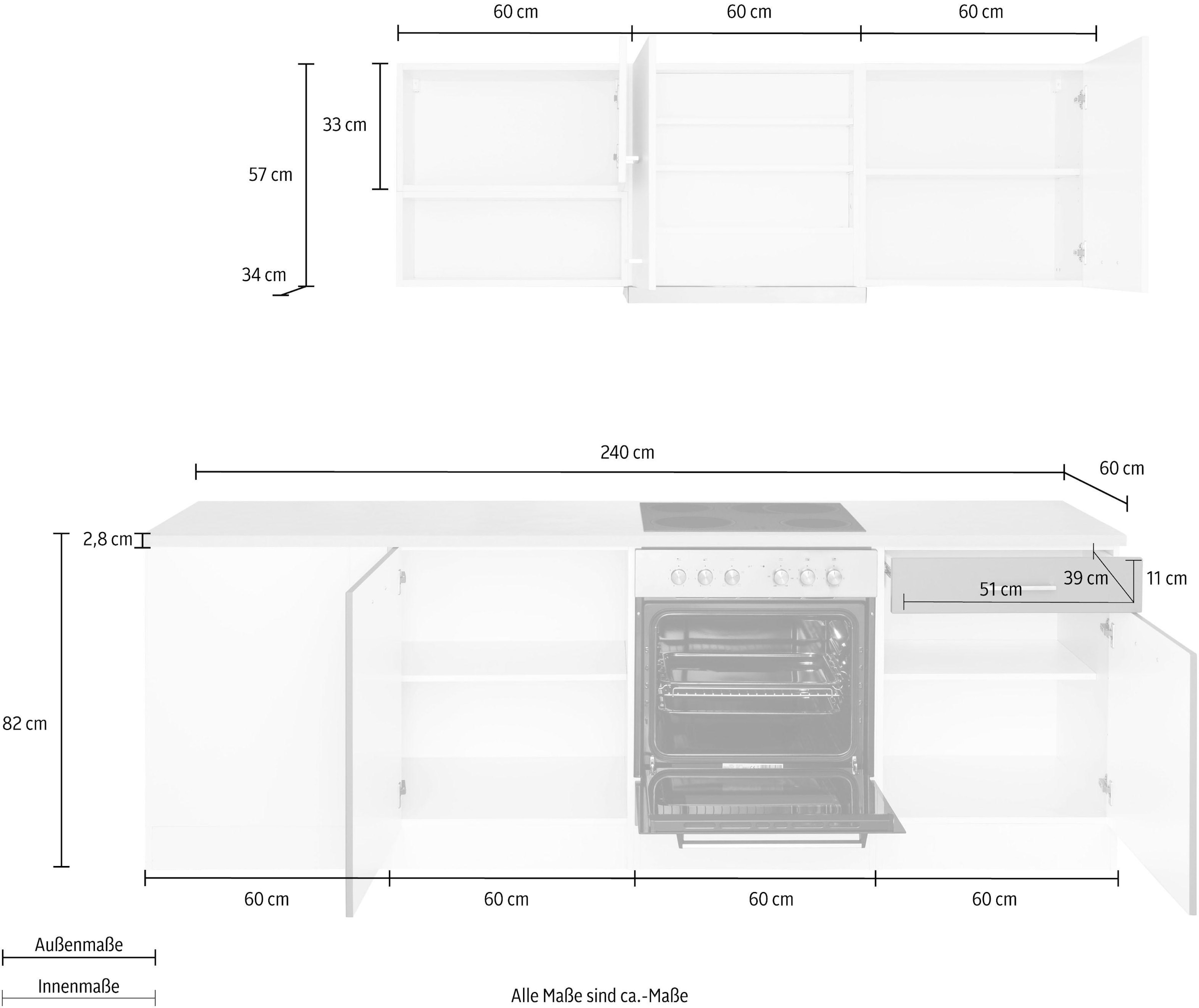 HELD MÖBEL Winkelküche »Visby«, mit E-Geräte, Winkel 240 x 240cm inkl. Kühlschrank u. Geschirrspüler