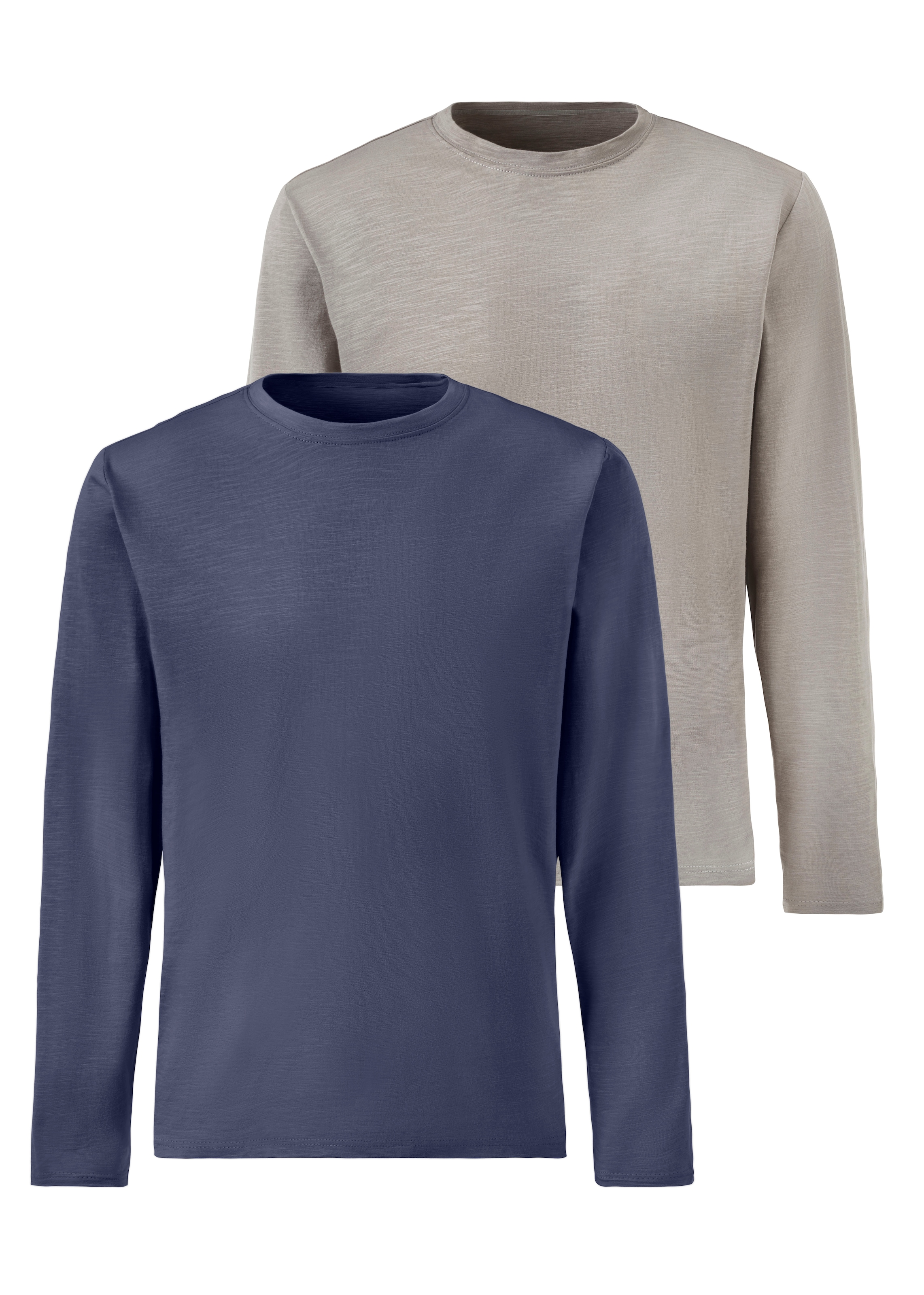 John Devin Langarmshirt "mit Slub-Garn Struktur", (2er-Pack), Longsleeve au günstig online kaufen