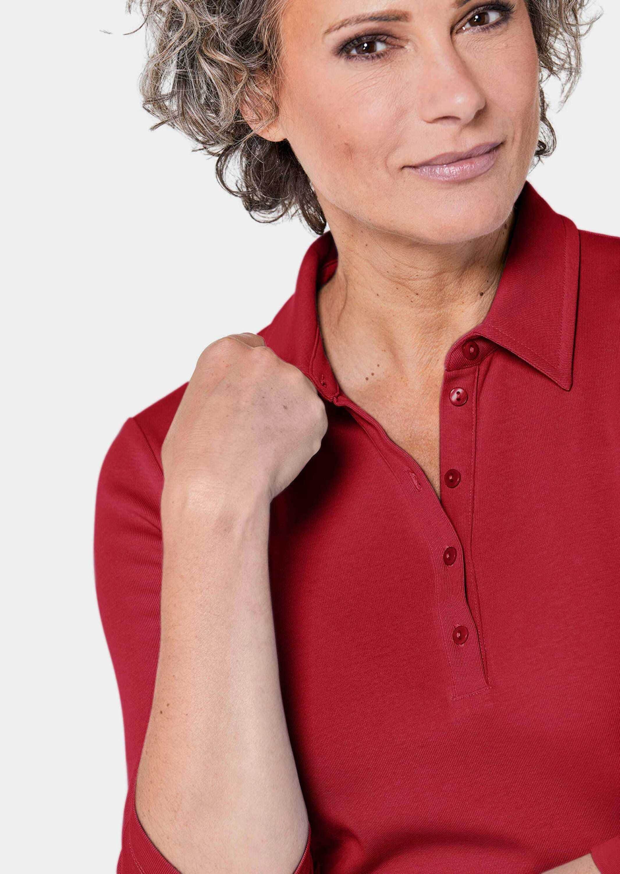 GOLDNER Poloshirt »Poloshirt Basic-Poloshirt mit Stickerei aus reiner Baumwolle«