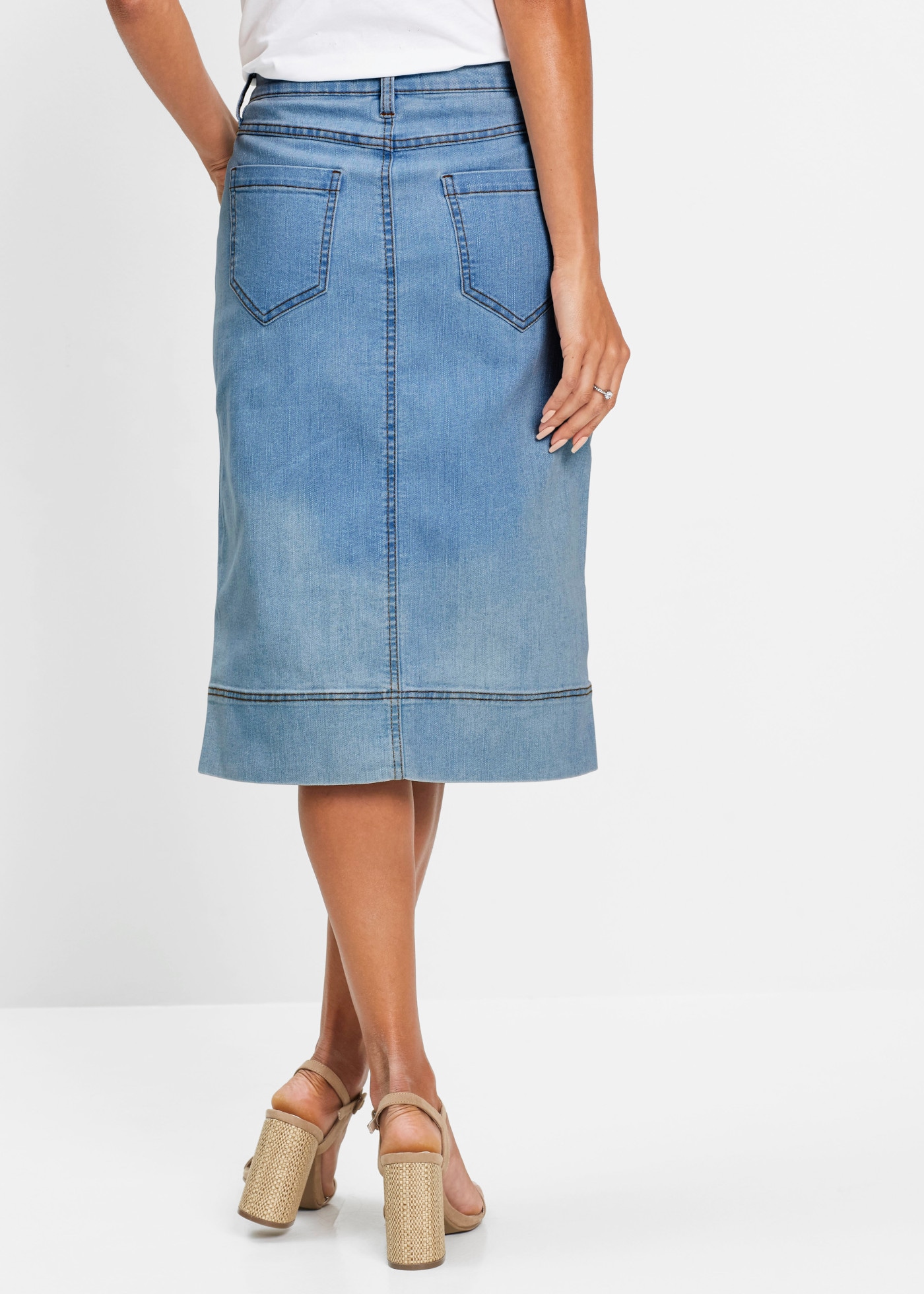 bonprix Jeansrock schmale Passform, mit Knopfleiste