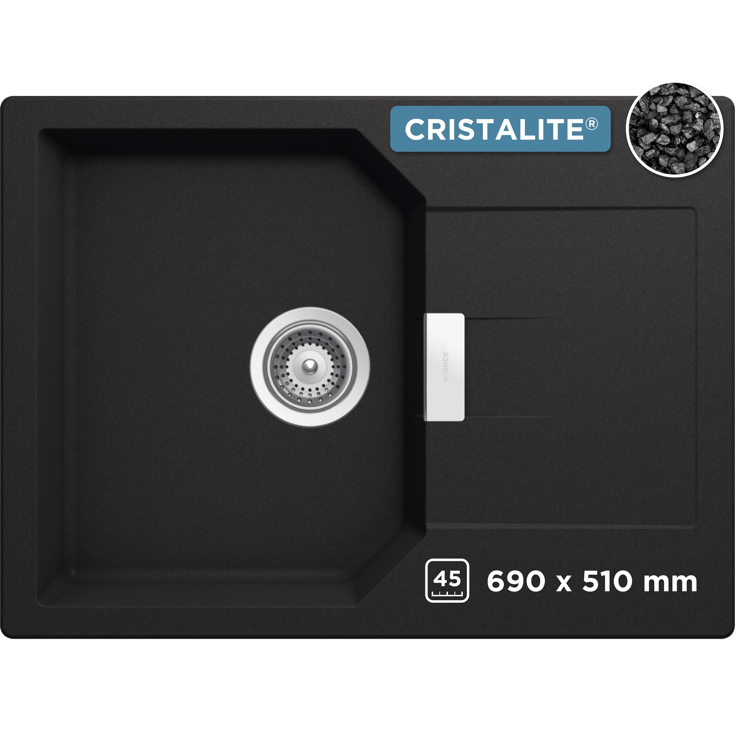 SCHOCK Granitspüle "Lucca", beidseitig, schwarz, Küchenspülen