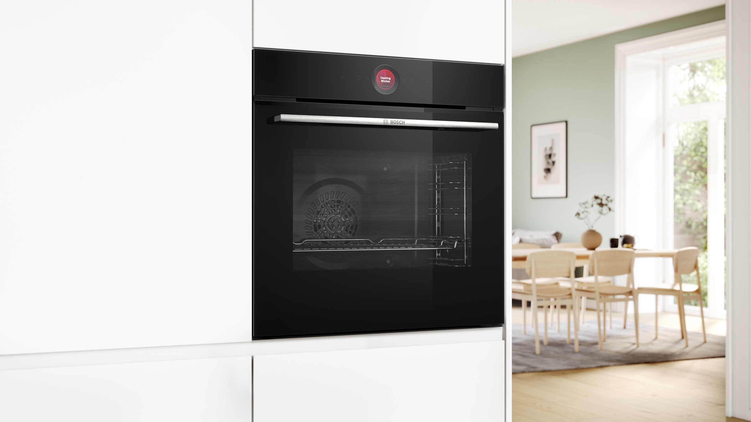BOSCH Backofen Serie 8 "HBG7241B1" mit Teleskopauszug nachrüstbar mit Hydrolyse Innovativer digitaler Bedienring & praktische Abschaltautomatik