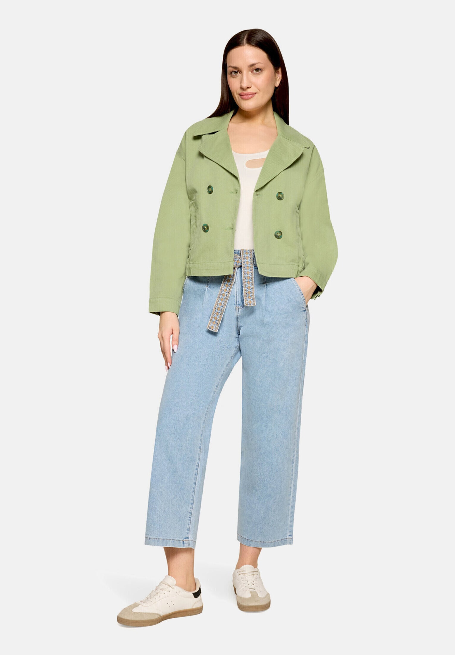 Cartoon Ankle-Jeans "Damen mit Stickerei"
