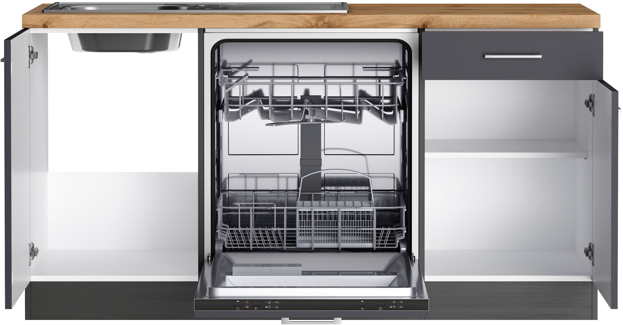 KOCHSTATION Winkelküche »KS-Milan« Stellbreite 340/220 cm, viel Stauraum, wahlweise mit E-Geräten