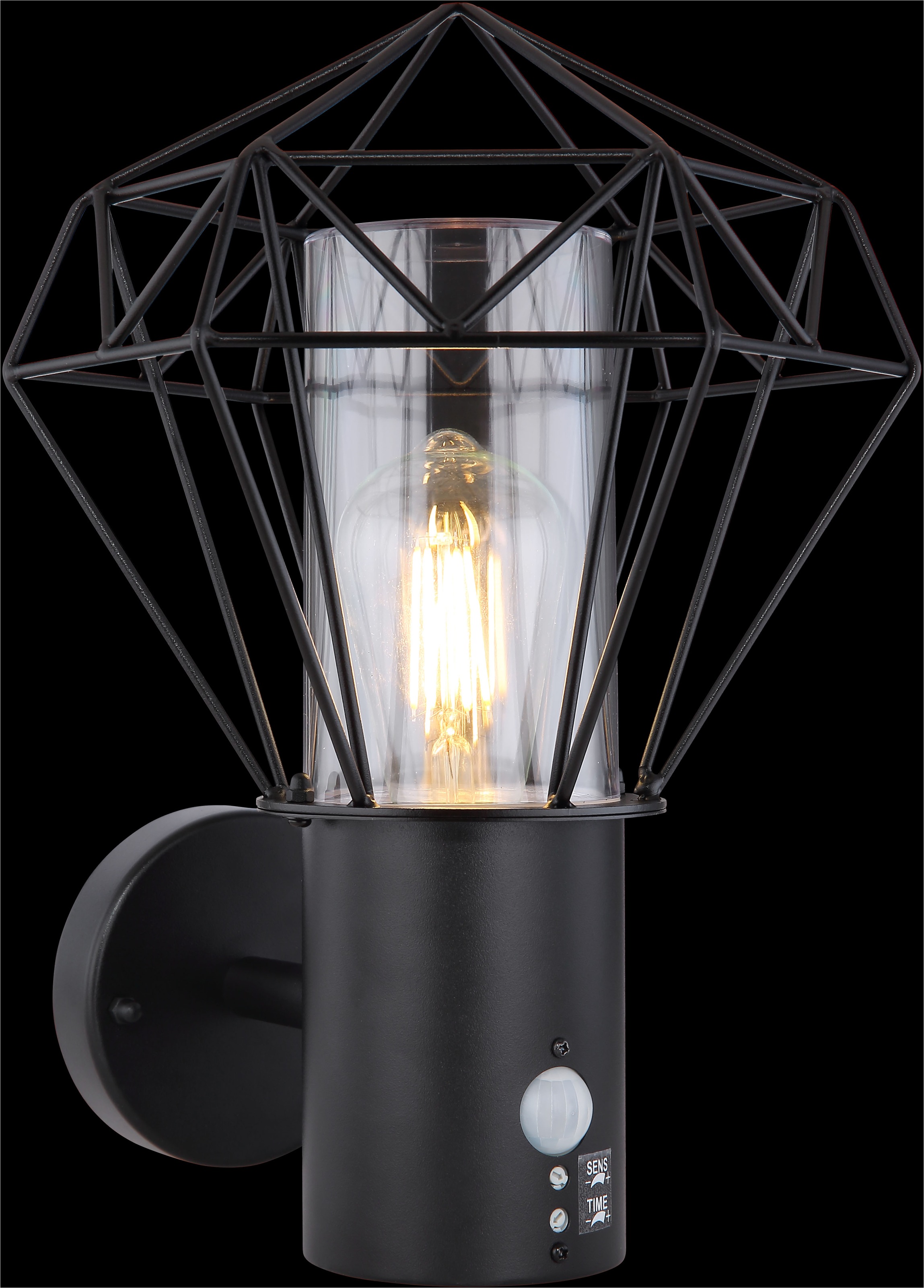 GLOBO LIGHTING Außen-Wandleuchte »HORACE«, Leuchtmittel E27 | ohne Leuchtmittel, Außenlampe/Sensor/IP44/BxH: 225x340mm/schwarz