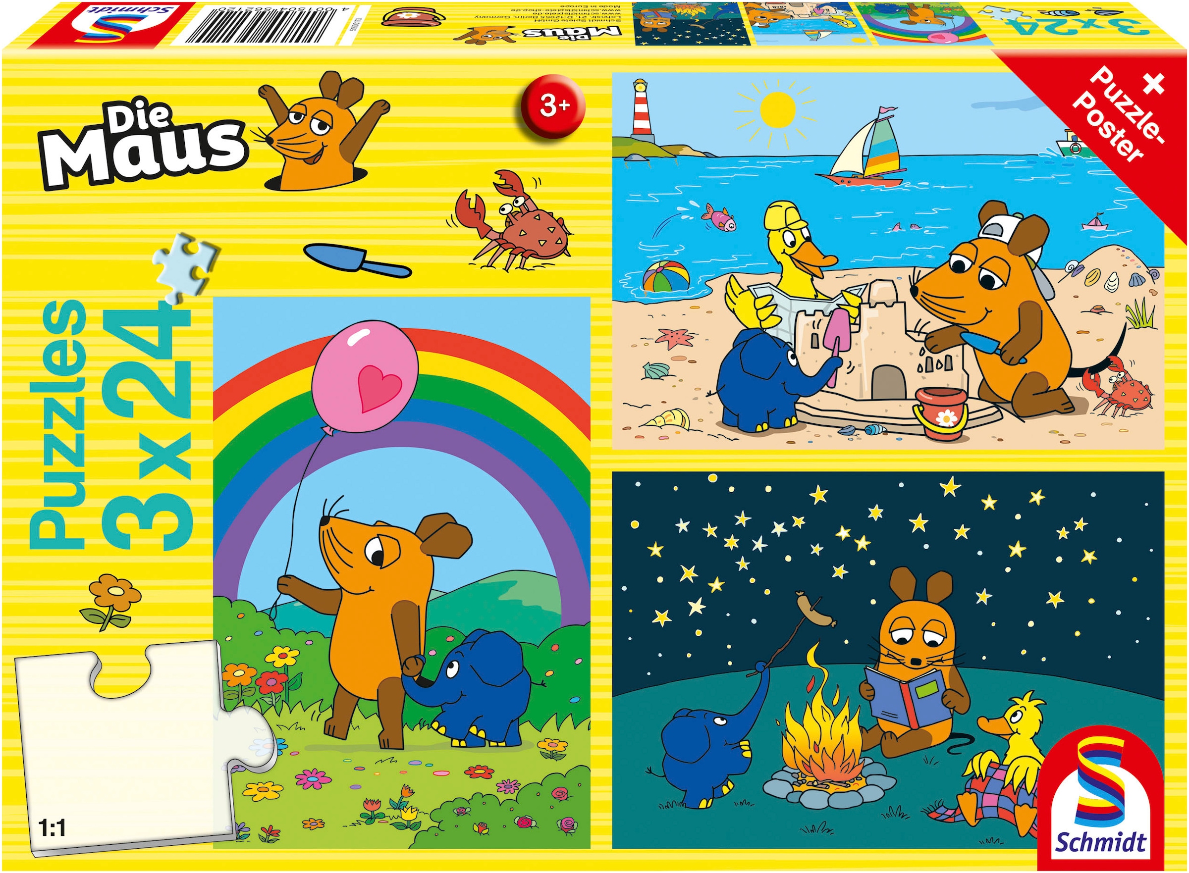 Schmidt Spiele Puzzle »Die Maus Gute Freunde«, (72 tlg.), 3x24 Teile