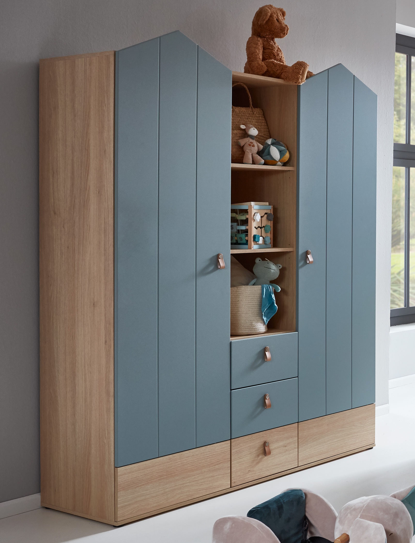 arthur berndt Kinderkleiderschrank »Kleiderschrank »Roofy« 2-türig mit Soft-Close-Funktion«, Soft-Close Funktion
