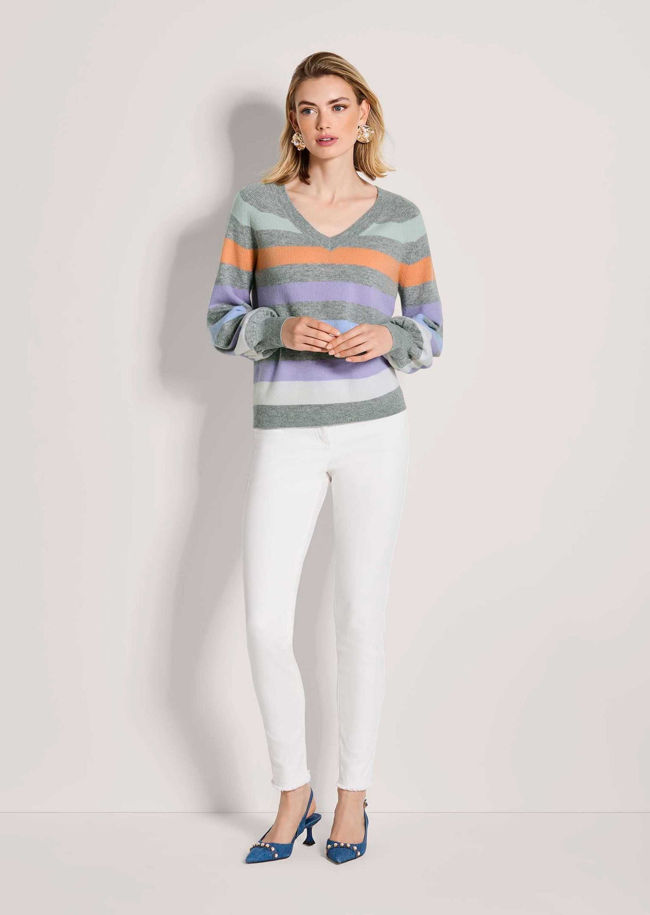 MADELEINE Longpullover "Feinstrickpullover Sommerpulli mit Streifen-Muster" günstig online kaufen