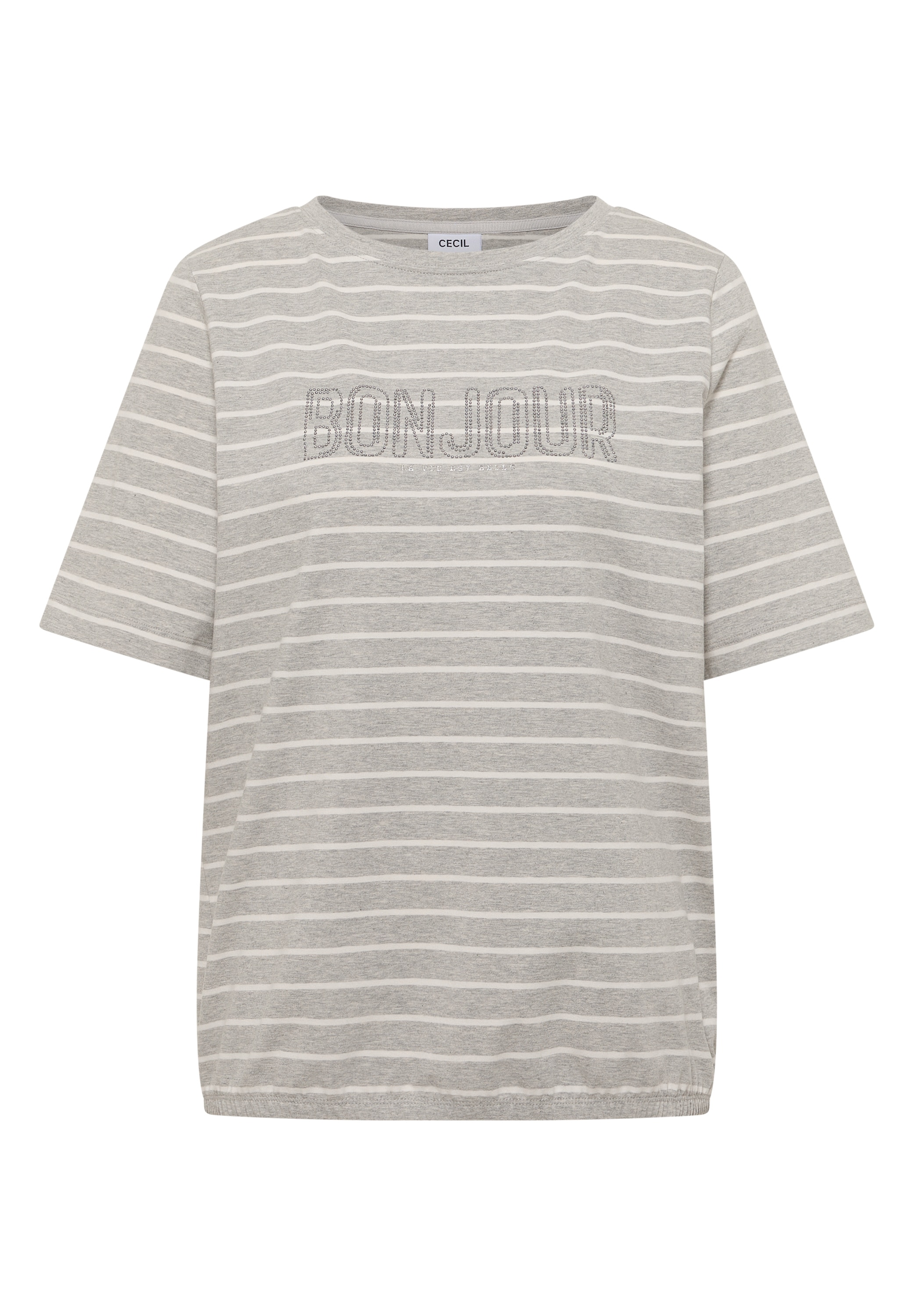 Cecil Women's Short Sleeve T-Shirt Milky Grey Melange Size L 3