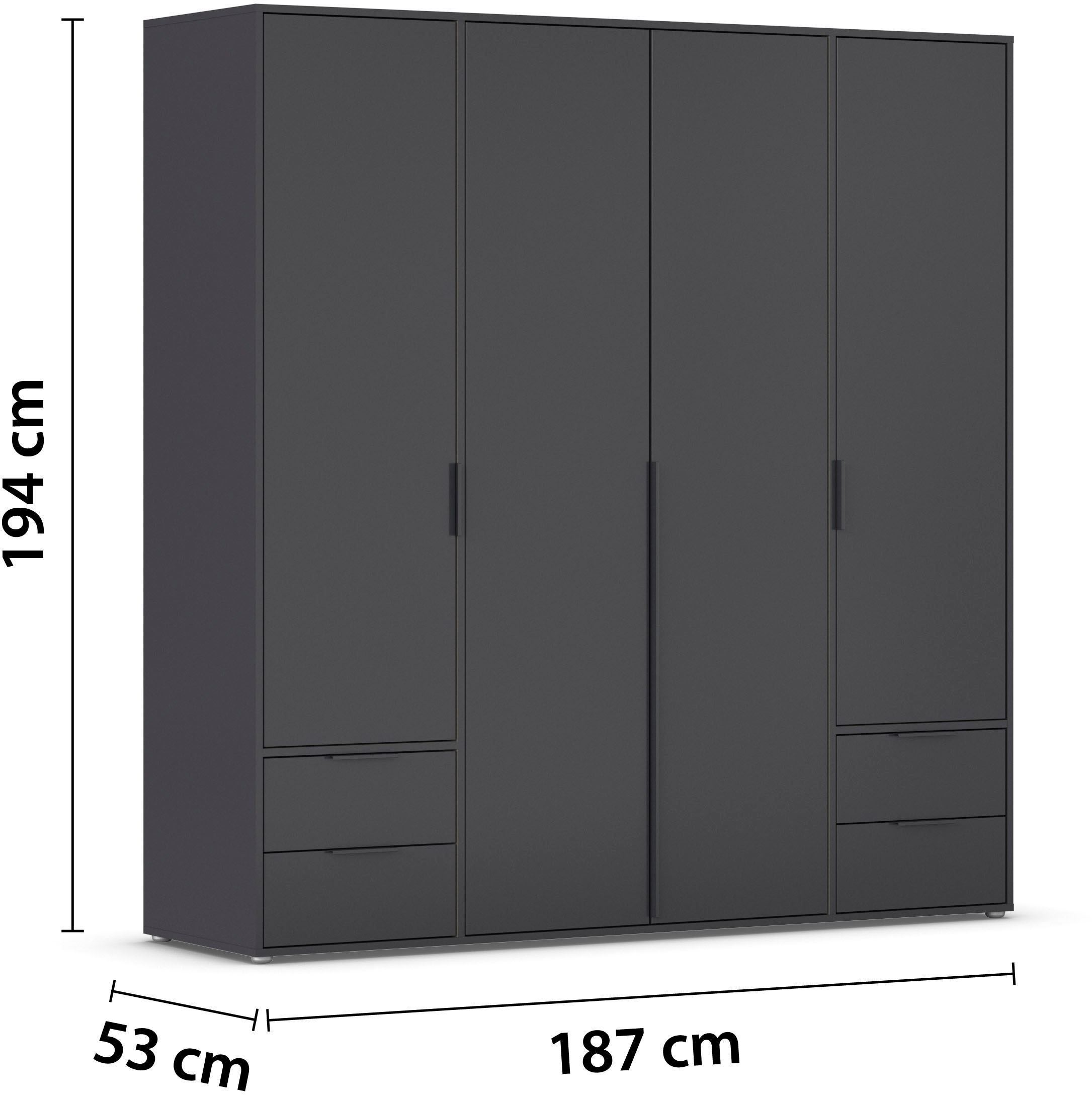 rauch Drehtürenschrank »Kleiderschrank Schrank Garderobe Wäscheschrank NAGATA viel Stauraum«, (in 3 verschiedenen Ausstattungen BASIC/CLASSIC/PREMIUM), mit Schubladen sowie Stangengriffen TOPSELLER MADE IN GERMANY