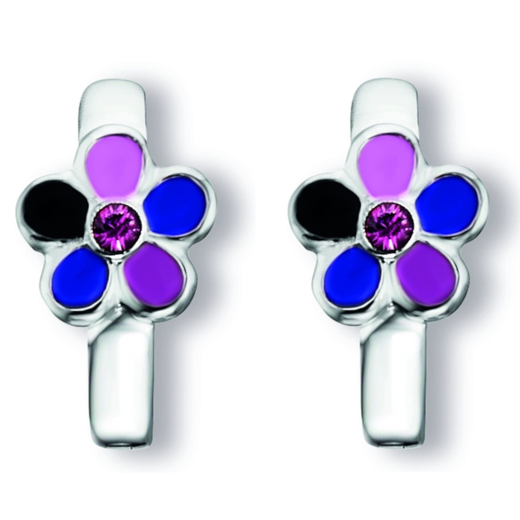 ONE ELEMENT Paar Creolen »Kristall Blume Ohrringe Creolen aus 925 Silber«, Damen Silber Schmuck Blume