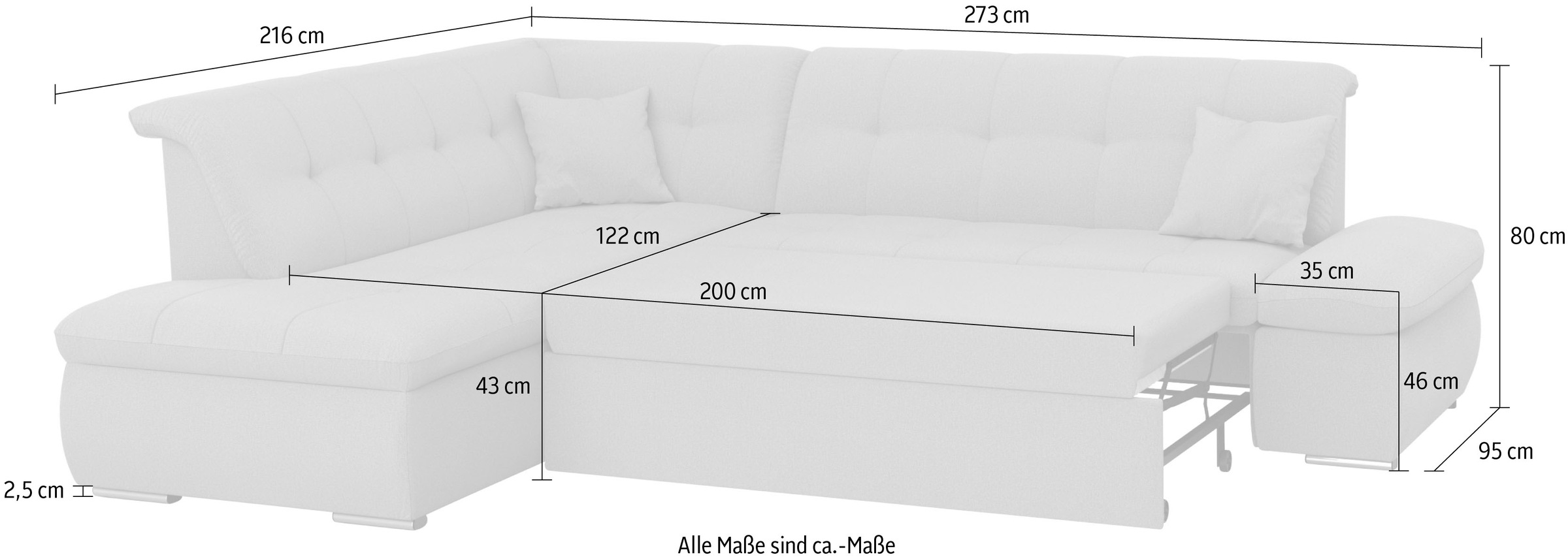 DOMO collection Ecksofa »Moric L-Form«, wahlweise mit Bettfunktion und Armlehnenverstellung, auch in Cord