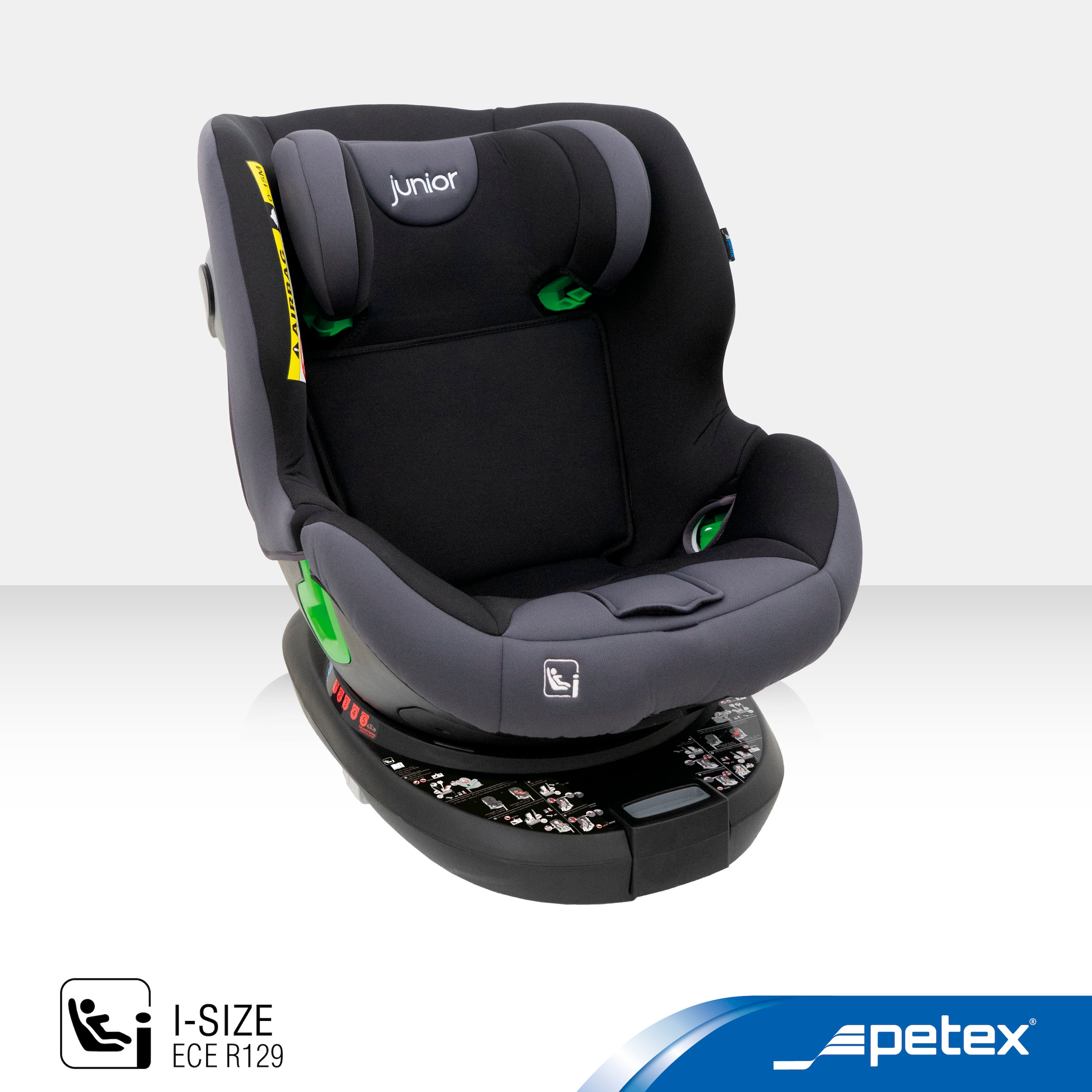 Petex Autokindersitz »King, mit Isofix, grau«, ISOFIX-Befestigung & Stützfuß oder mit 3-Punkt-Gurt des Fahrzeugs