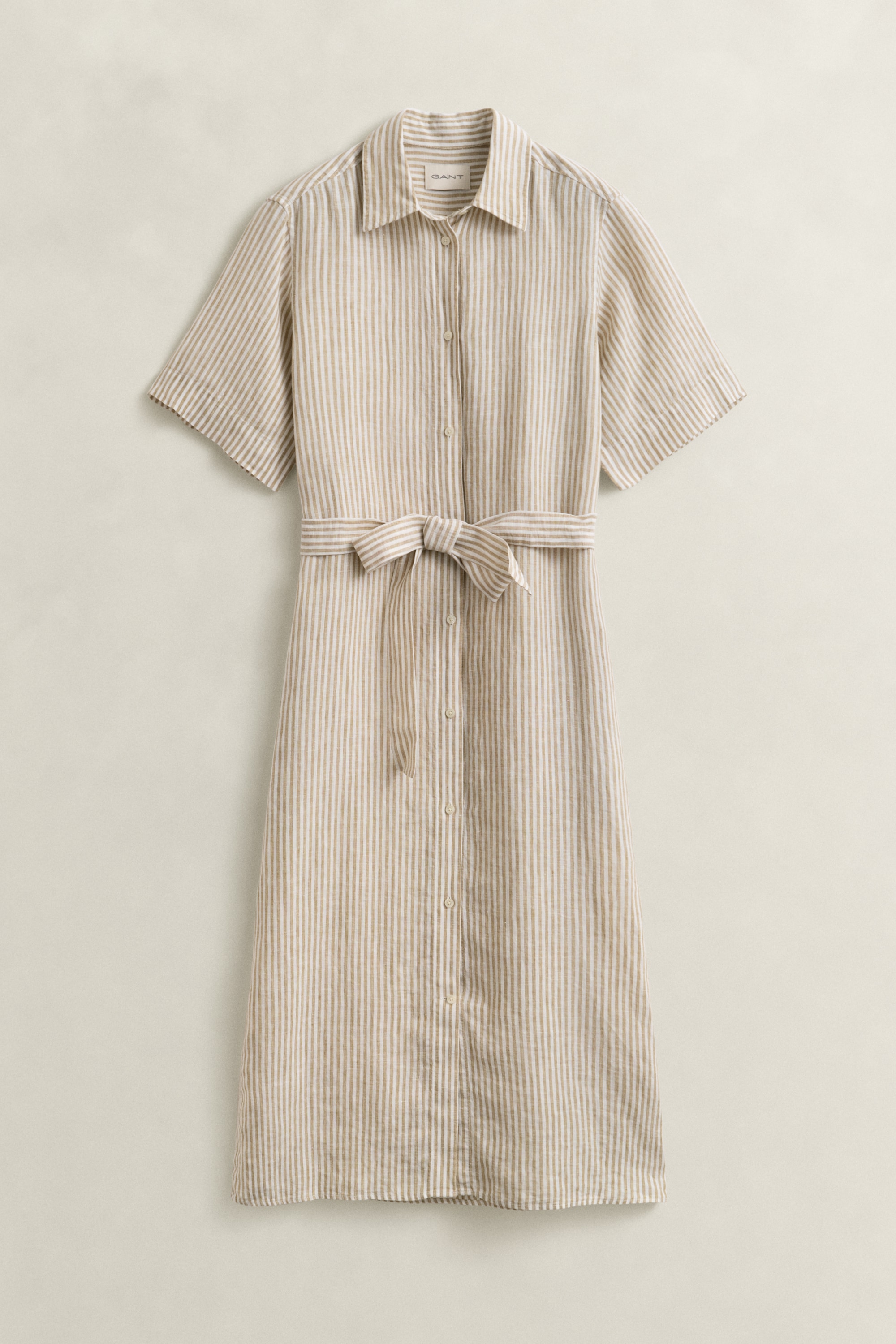 Gant Hemdblusenkleid »STRIPED LINEN« Seitennahttaschen Regular fit mit Bindegürtel