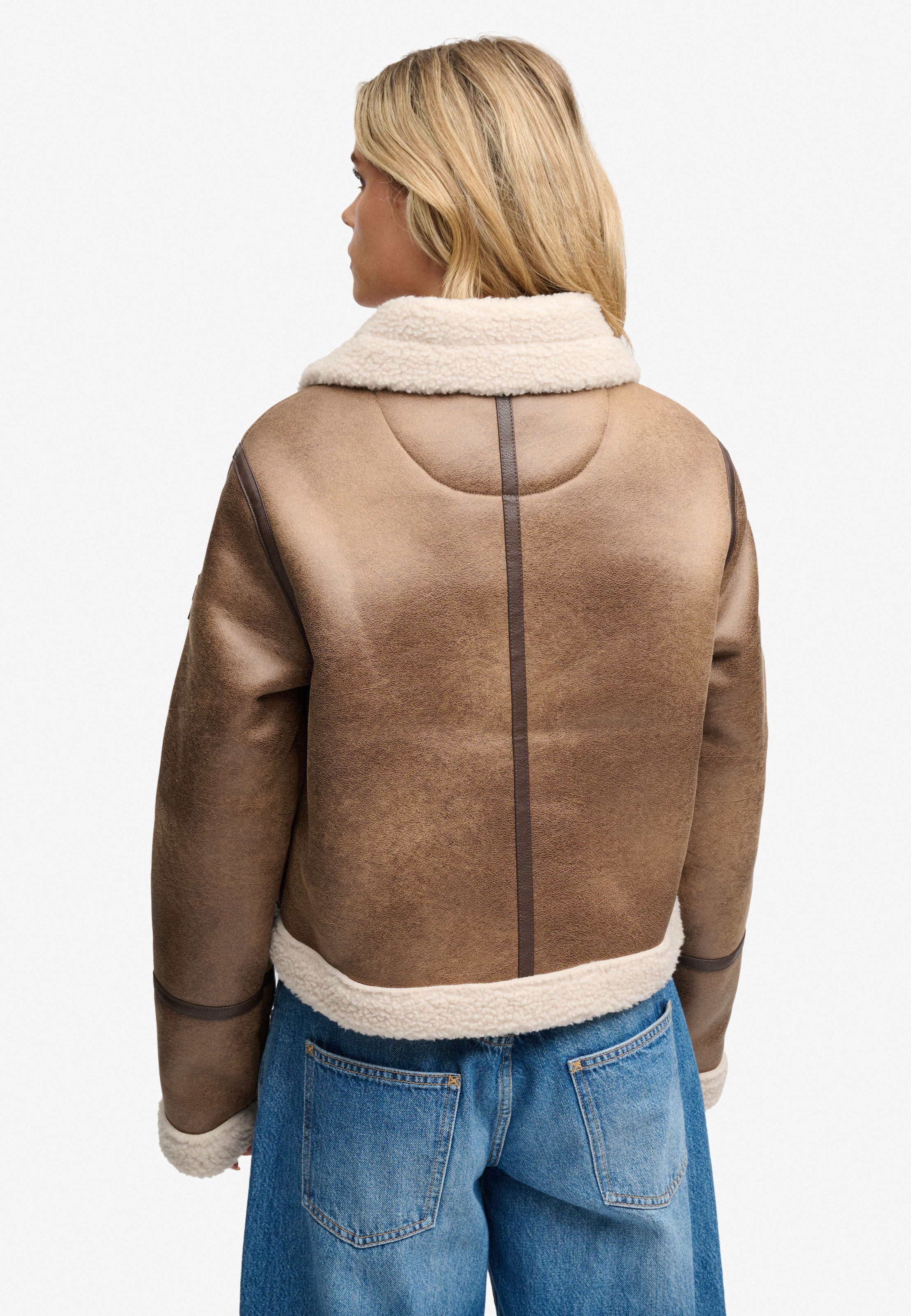 Superdry Kurzjacke »FAUX SHEARLING JACKET« Kunstfaser, relaxed fit