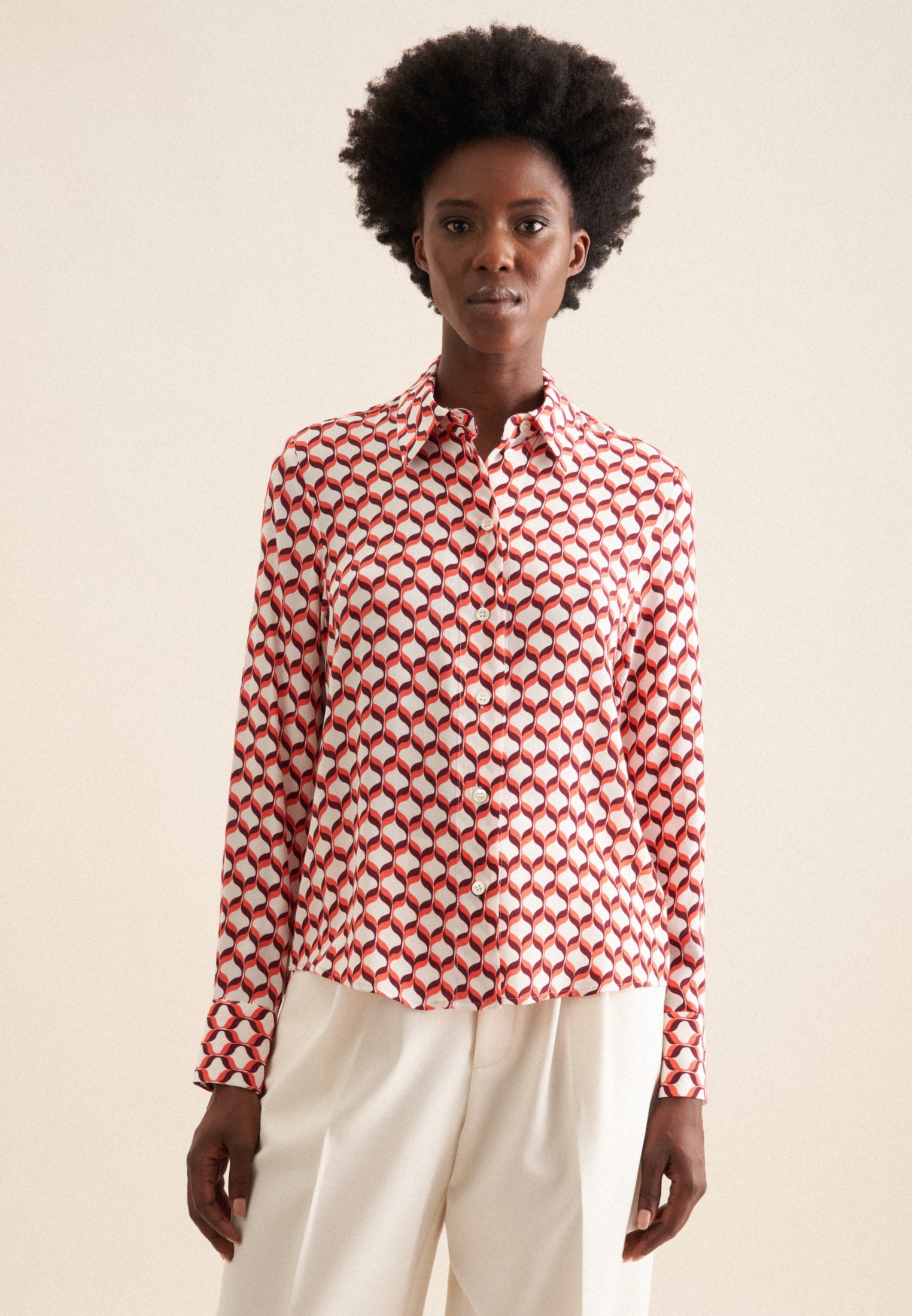 seidensticker Hemdbluse "Schwarze Rose" 1/1 Kragen Geometrische Muster günstig online kaufen